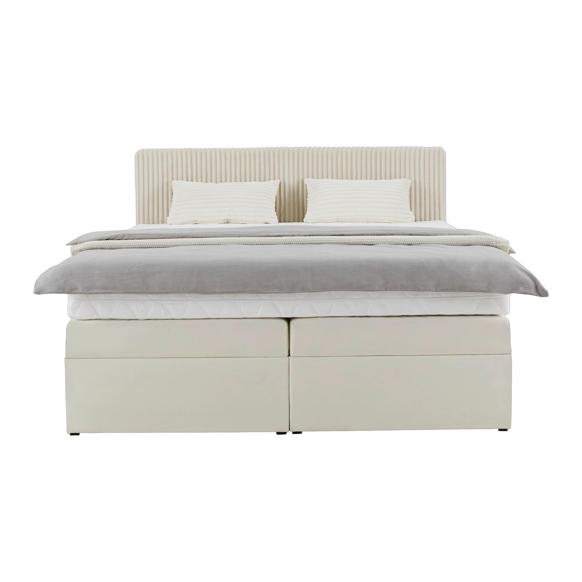 Boxspringbett Rossa in Beige ca. 180x200cm - Beige/Schwarz, KONVENTIONELL, Holzwerkstoff/Kunststoff (180/200cm) - Mömax