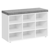 Garderobenschrank in Grau, Weiß inkl. Sitzaulage - Weiß/Grau, Trend, Holzwerkstoff (78,5/48/30,3cm) - MID.YOU