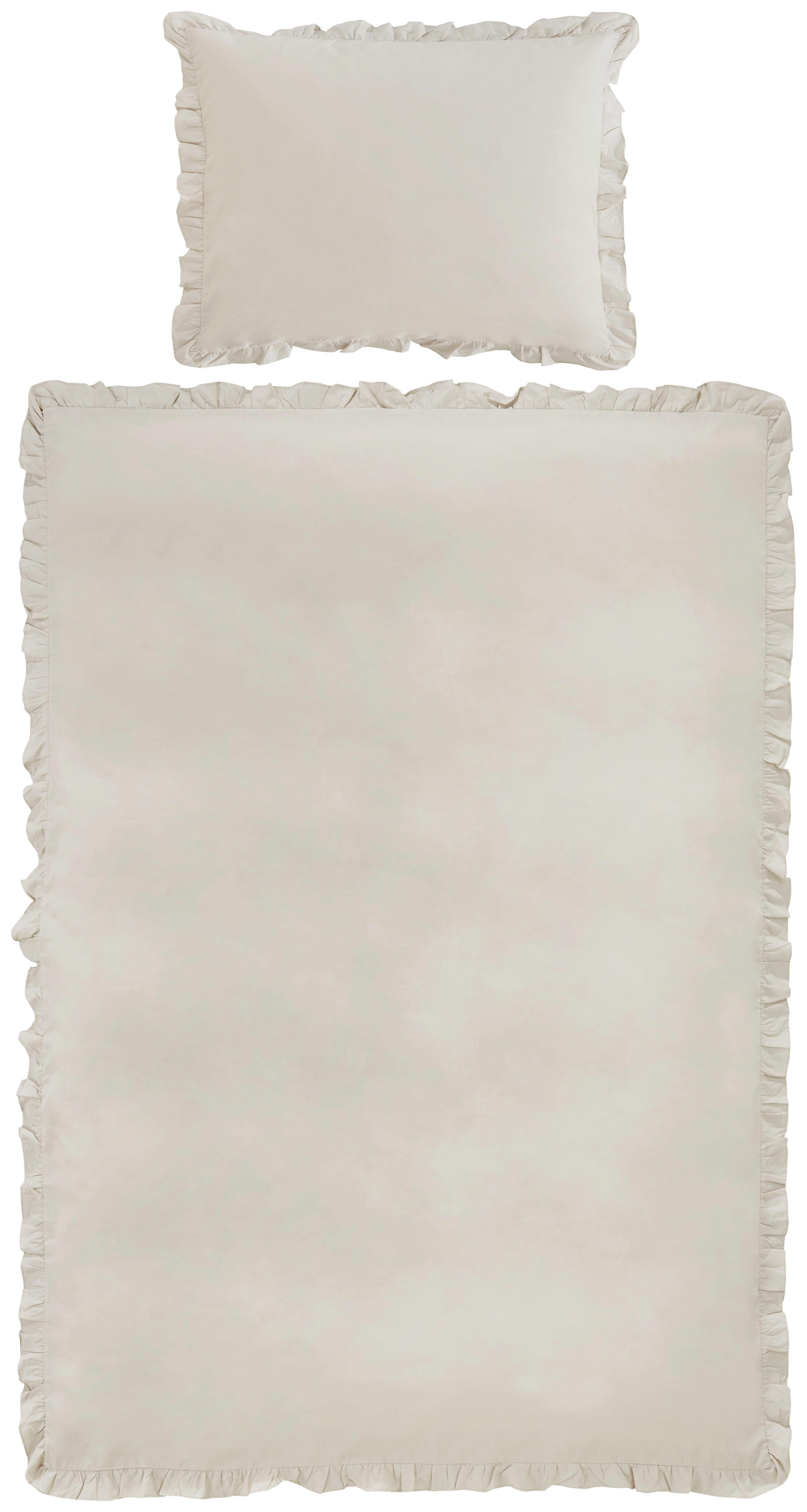 Bettwäsche Rüschen Sand ca. 135x200cm - Sandfarben, ROMANTIK / LANDHAUS, Textil - Zandiara