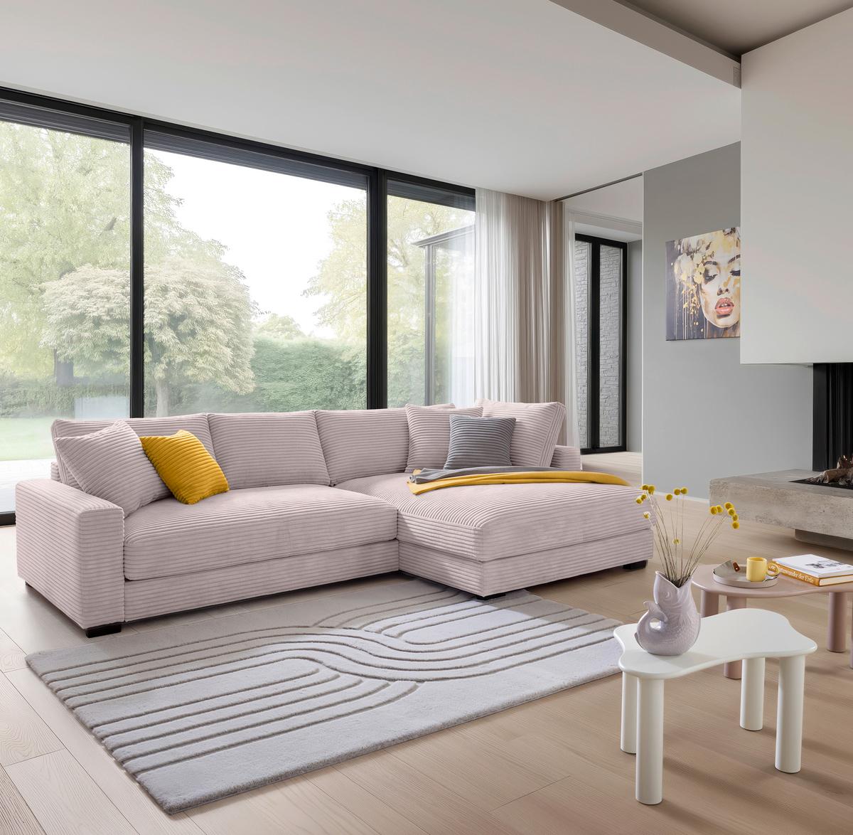 Ecksofa Pedro Rosa - Schwarz/Rosa, MODERN, Kunststoff/Textil (300/190cm) - Mömax