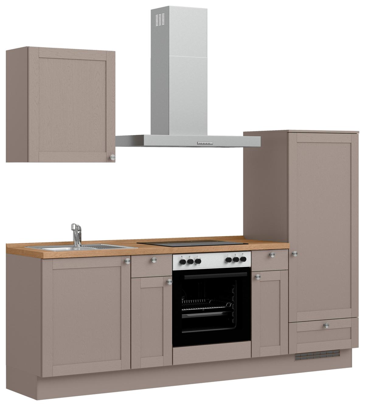 Küchenleerblock Frame Low o. Geräte Beigebraun - Edelstahlfarben/Eichefarben, MODERN, Holzwerkstoff/Metall (240cm) - Nobilia