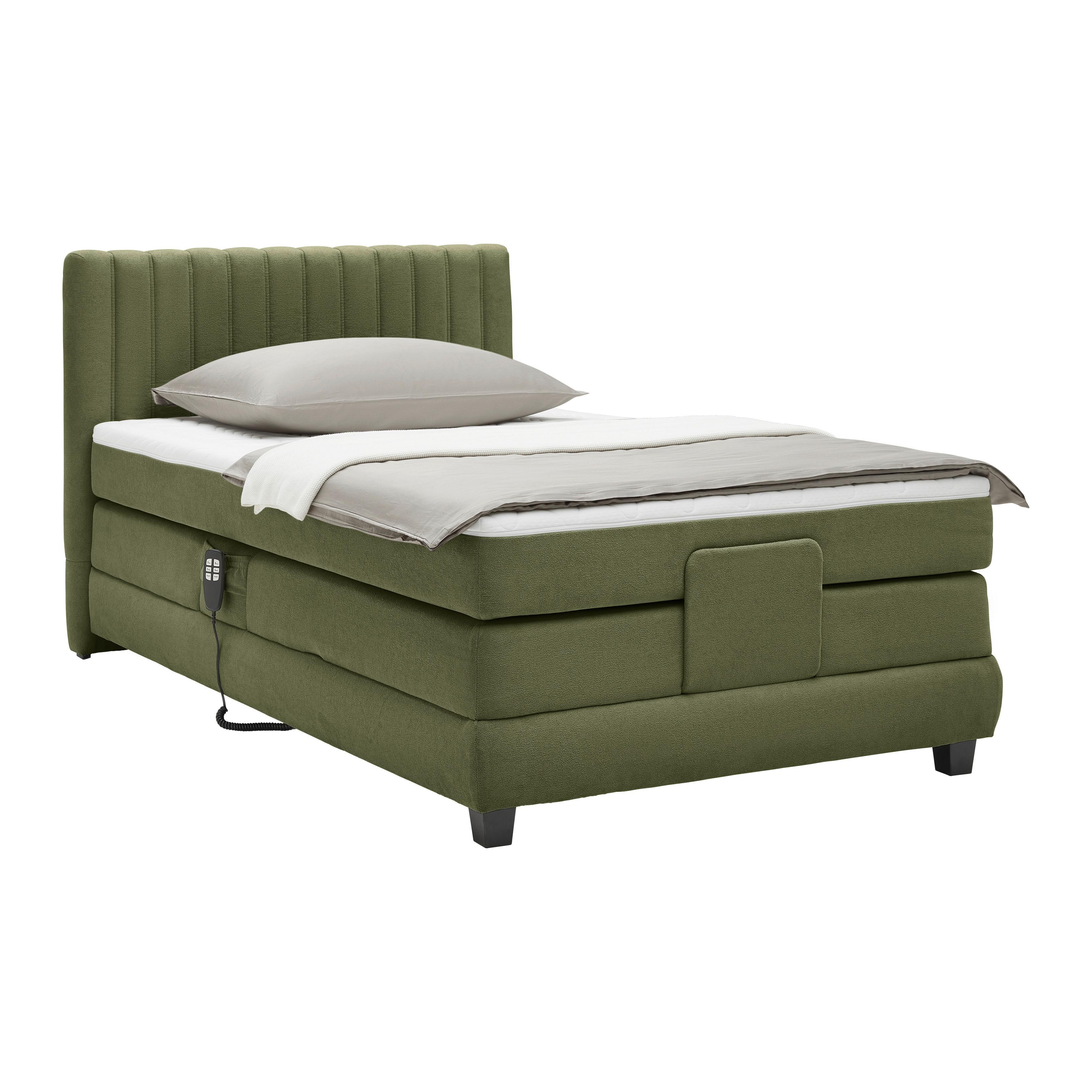 Boxspringbett Dixon Olivgrün ca. 100x200cm - Schwarz/Olivgrün, Konventionell, Holz/Holzwerkstoff (100/200cm) - Premium Living