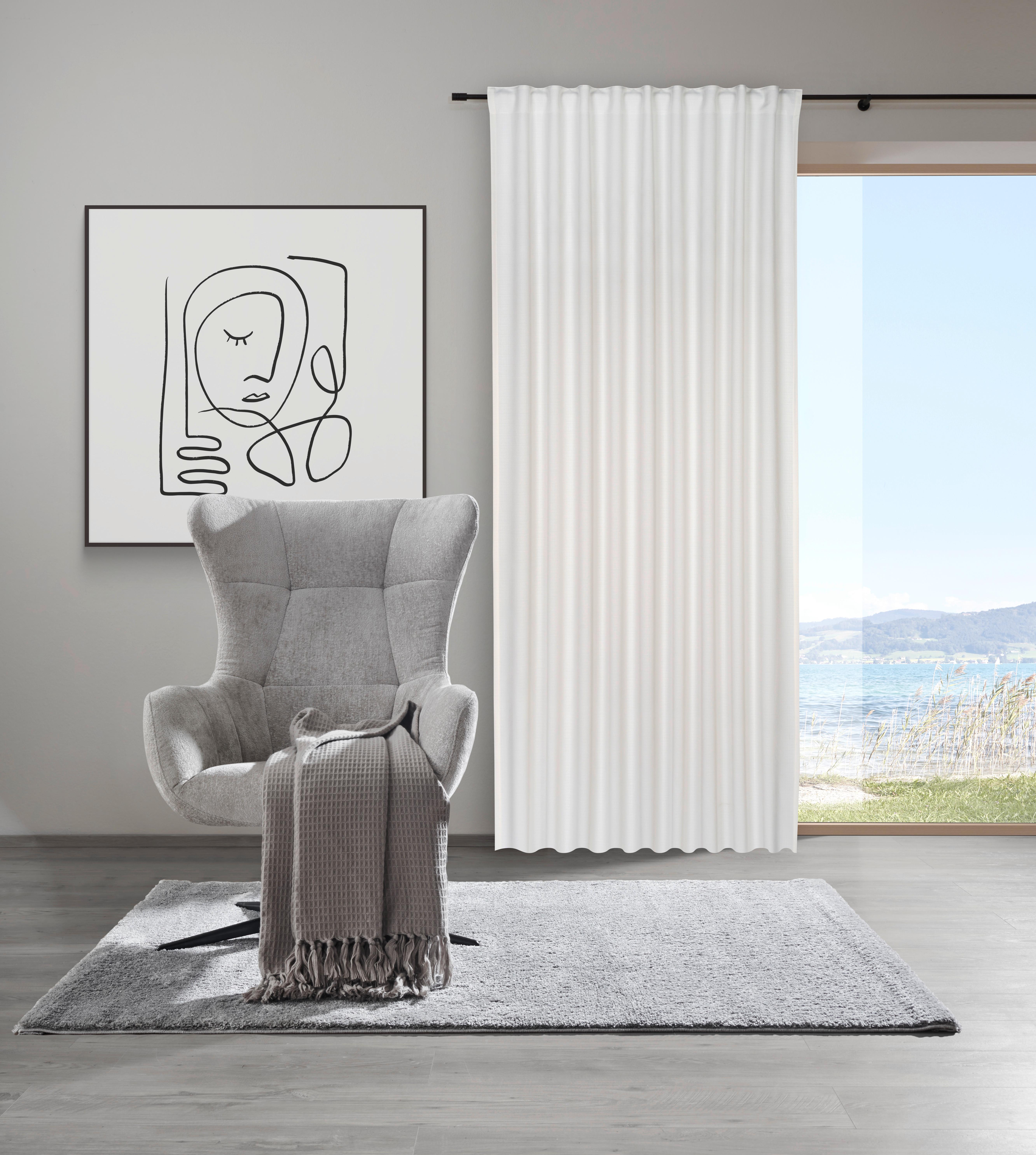 Fertigvorhang Leo Weiß ca. 135x300cm - Naturfarben, MODERN, Textil (135/300cm) - Premium Living