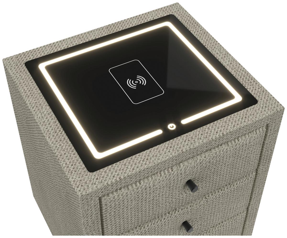 Noćni Ormarić Brisbane Ii - crna/boje šampanjca, Trend, staklo/drvni materijal (49,5/56,5/46cm) - Premium Living