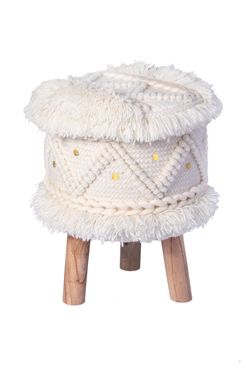 Hocker Bohist 525 Creme - Creme, Trend, Holz/Textil (38/50/38cm) - Kayoom