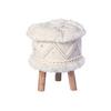 Hocker Bohist Creme Makramee - Creme, Trend, Holz/Textil (38/50/38cm) - Kayoom