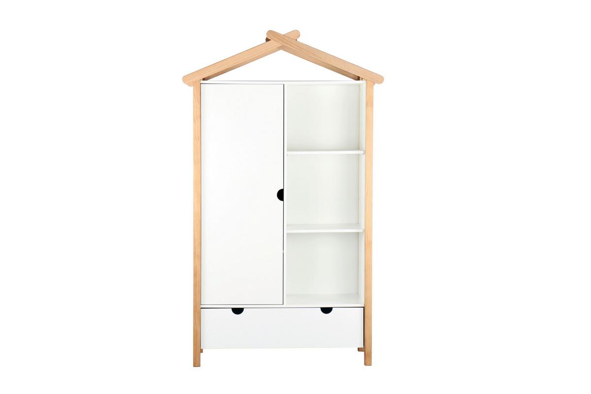 Drehtürenschrank Weiß/Naturfarben - Weiß/Naturfarben, Design, Holz/Holzwerkstoff (112/187/51cm) - Livetastic