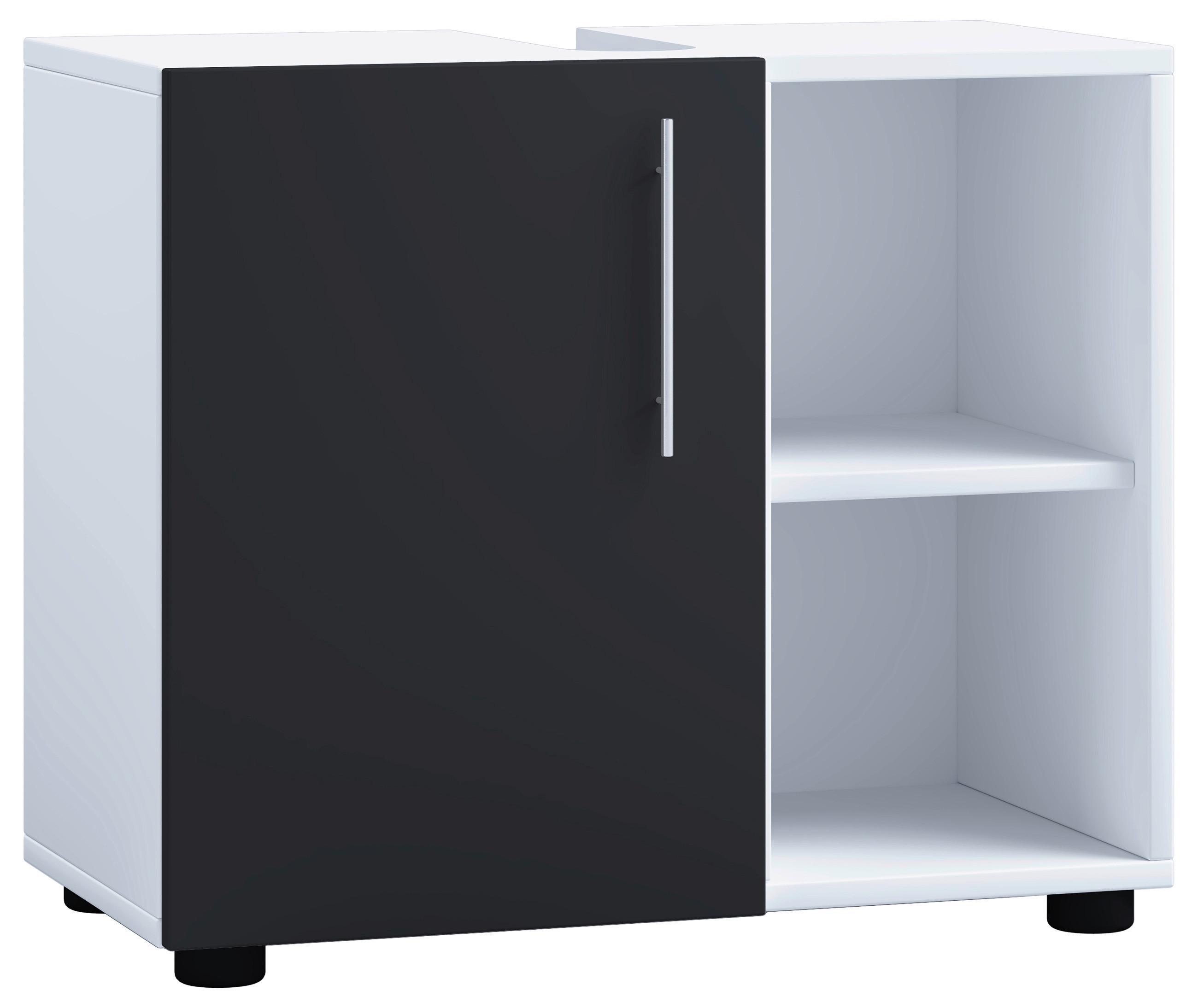 Omarica Za Pod Umivalnik Flandu Iii, Bela, Črna - črna/siva, Moderno, umetna masa/leseni material (60,2/50,7/29,6cm) - MID.YOU