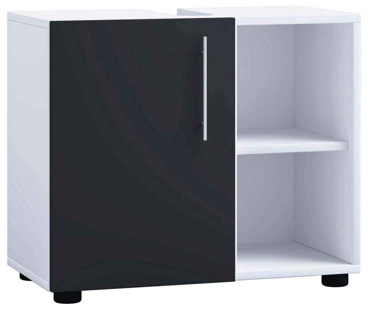 Omarica Za Pod Umivalnik Flandu Iii, Bela, Črna - črna/siva, Moderno, umetna masa/leseni material (60,2/50,7/29,6cm) - MID.YOU