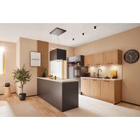 Einbauküche PN 80/100 in Graphit - Eichefarben/Graphitfarben, MODERN, Holzwerkstoff/Metall (305+242cm) - Pino