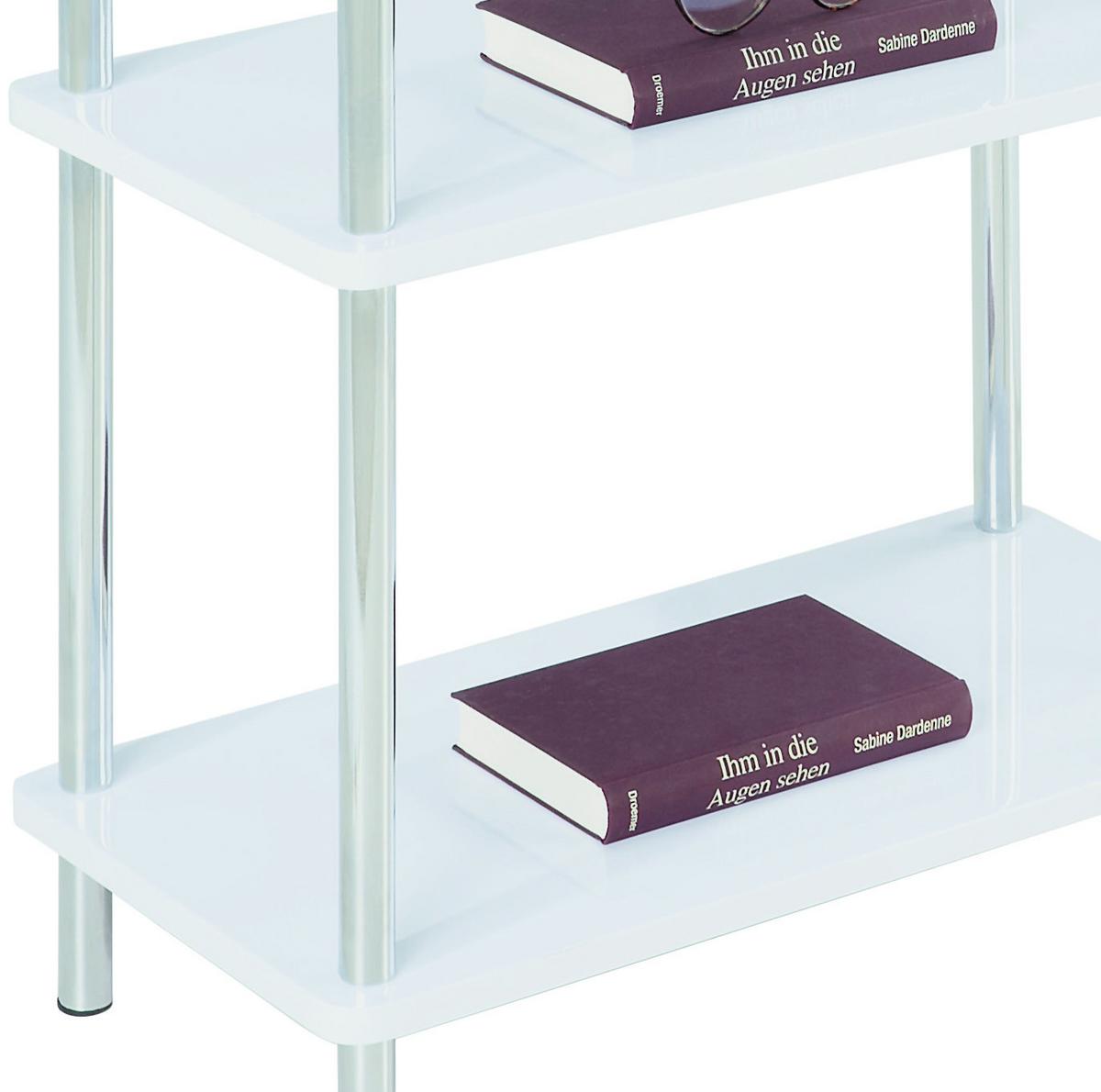 Regal Tim, Bela, Krom - barve kroma/bela, Moderno, kovina/leseni material (60/83/30cm) - Modern Living