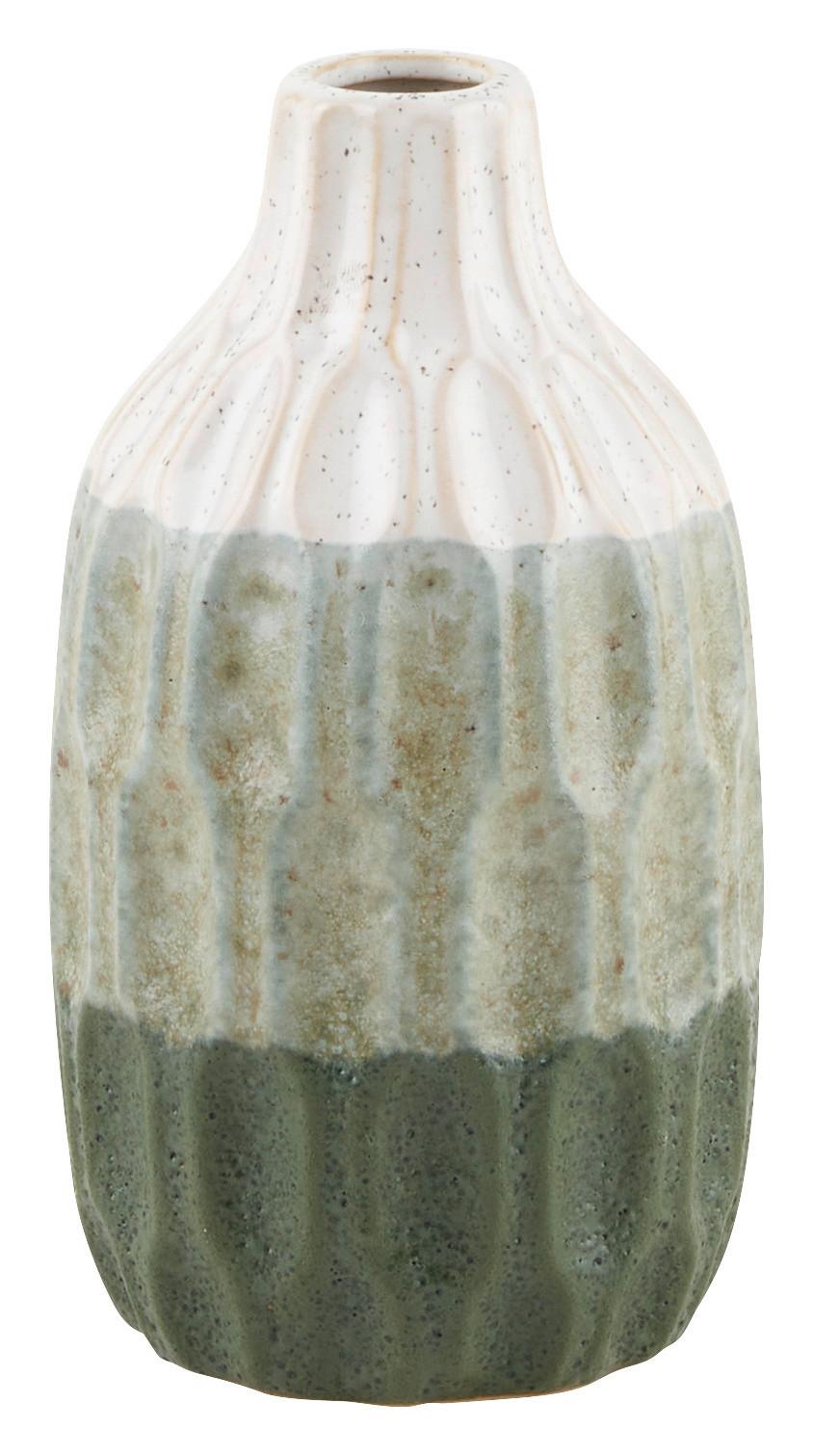 Vaza Inma I -Paz- - krem barve/zelena, Basics, keramika (12/21cm) - Premium Living