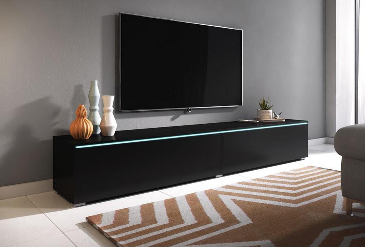 Nizka Omarica Lowa, Črna, Led - črna/siva, Trendi, umetna masa/leseni material (180/30/33cm) - P & B