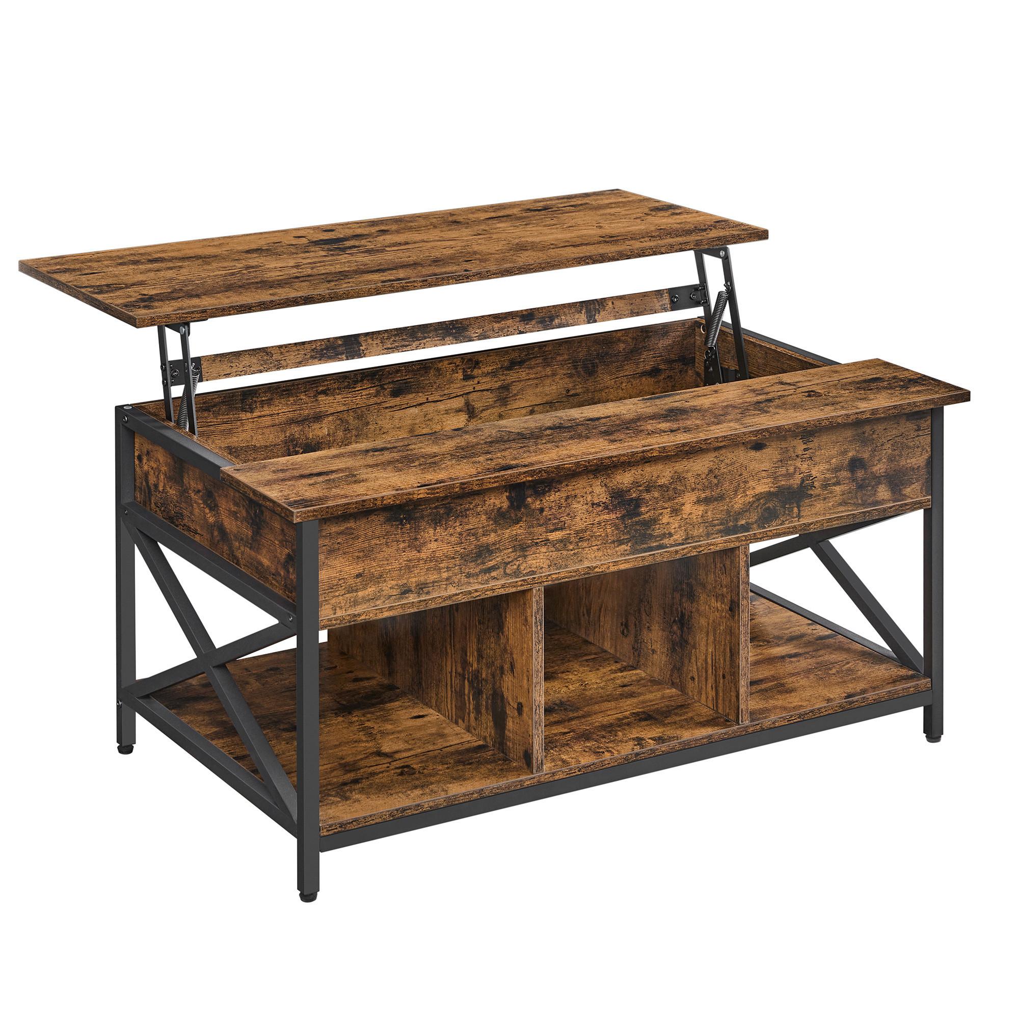 Couchtisch in Schwarz, Dunkelbraun, rechteckig - Dunkelbraun/Schwarz, Trend, Holzwerkstoff/Metall (100/48-62/60cm) - MID.YOU