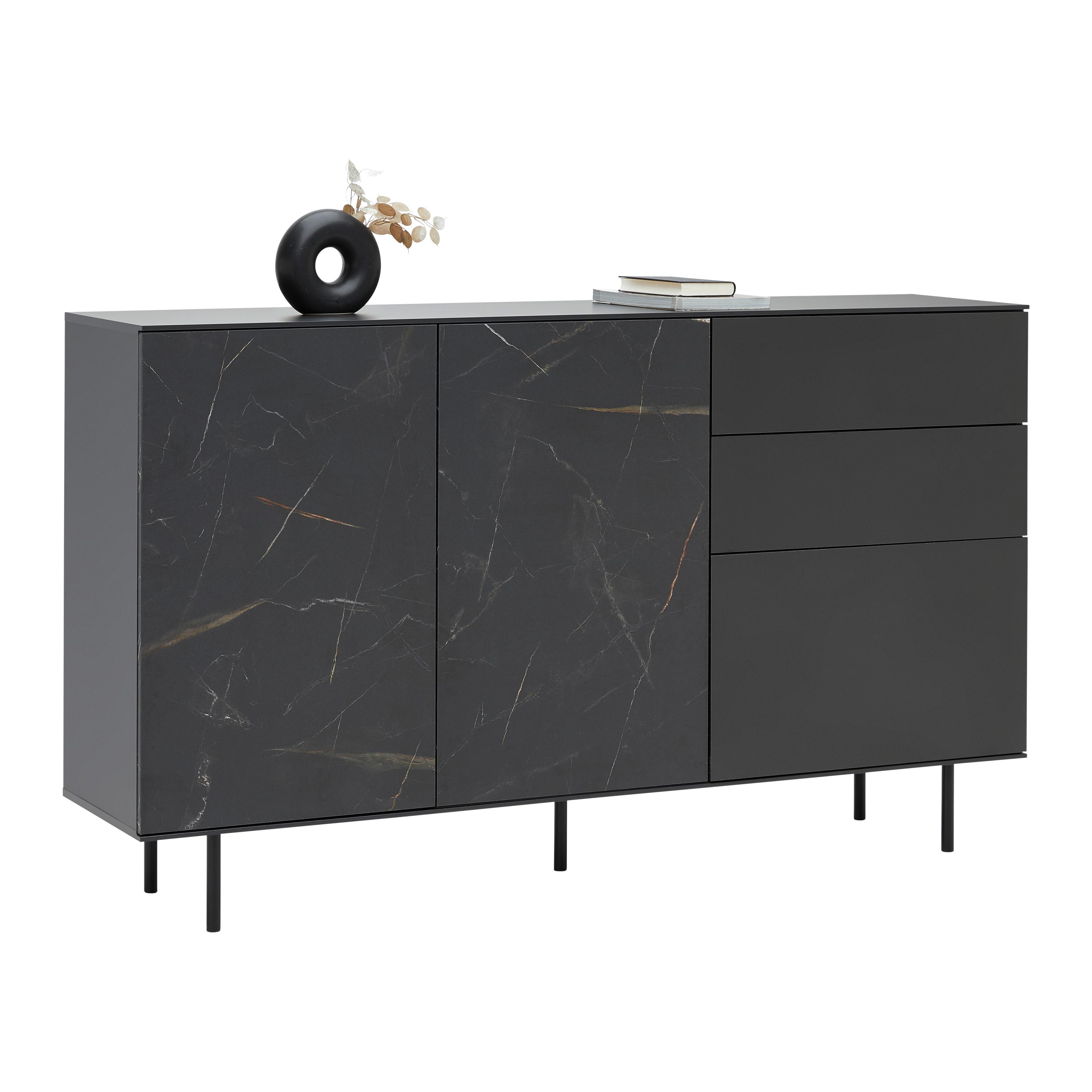 Sideboard Valea Grau - Schwarz, MODERN, Holzwerkstoff/Kunststoff (180/106/42cm) - Premium Living