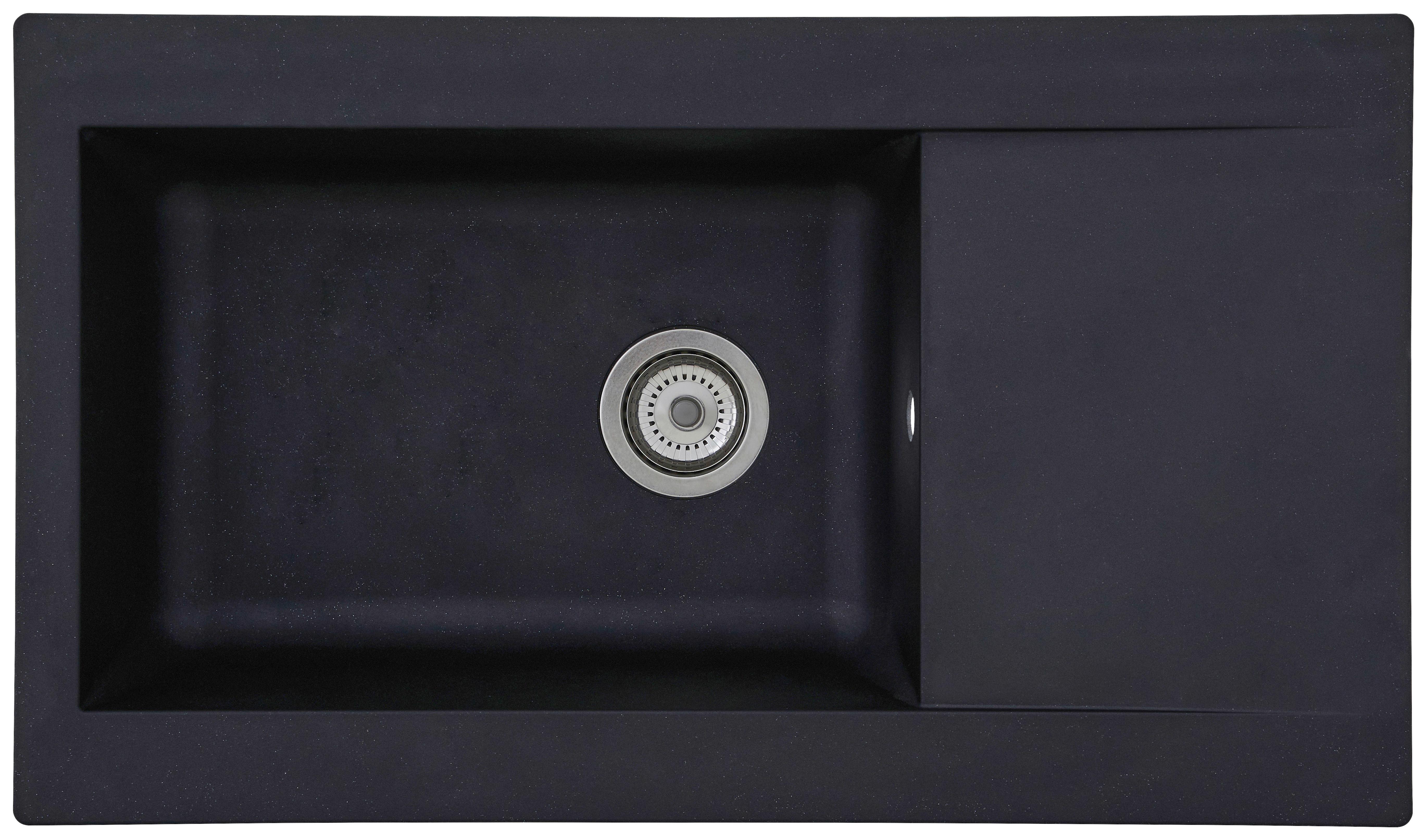 Einbauspüle Denver ca. 86x20x50 cm Schwarz - Schwarz, Trend, Glas/Kunststoff (86/20/50cm) - Respekta