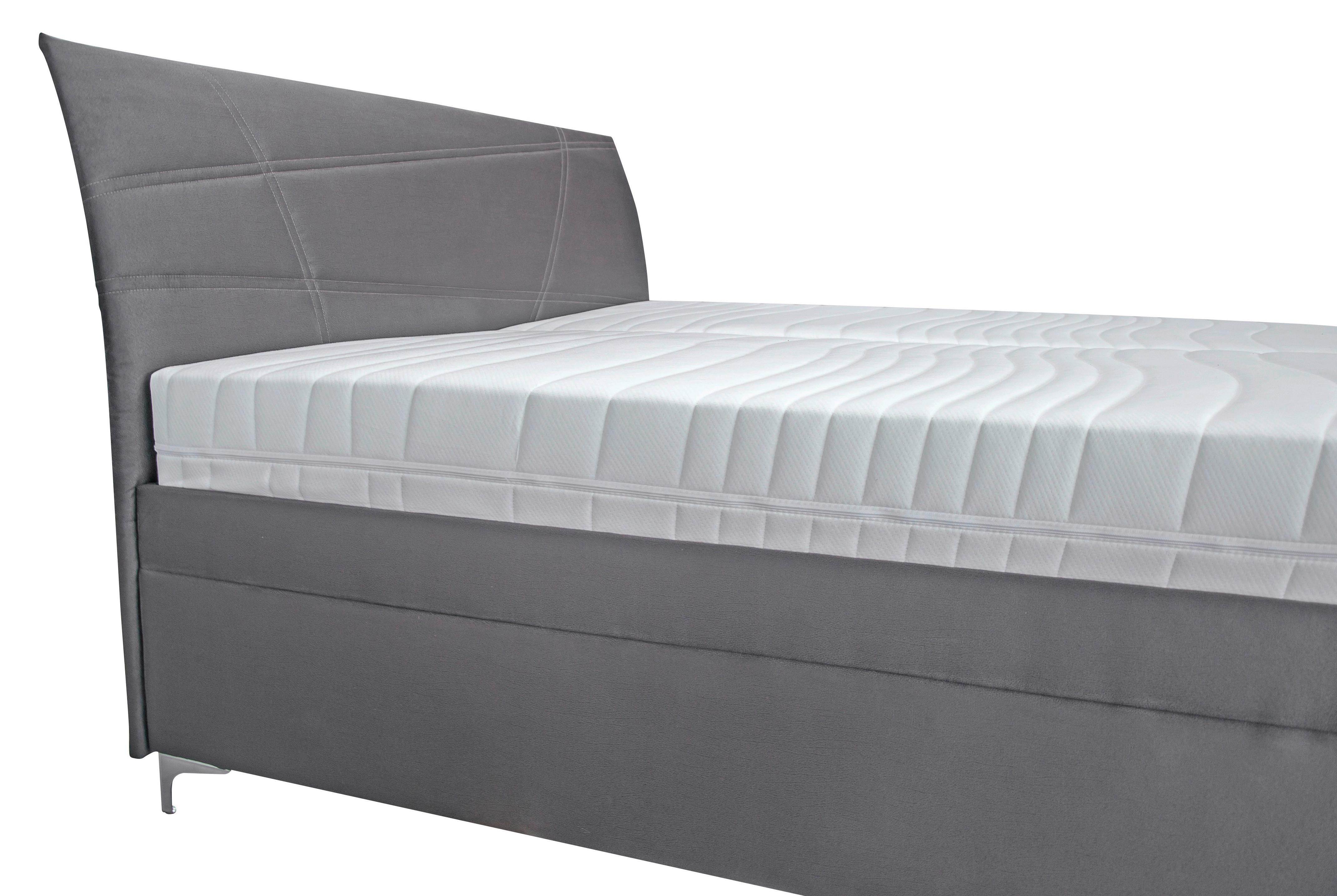 Pat tapițat Lauren - alb/antracit, Konventionell, lemn/textil (160/200cm)