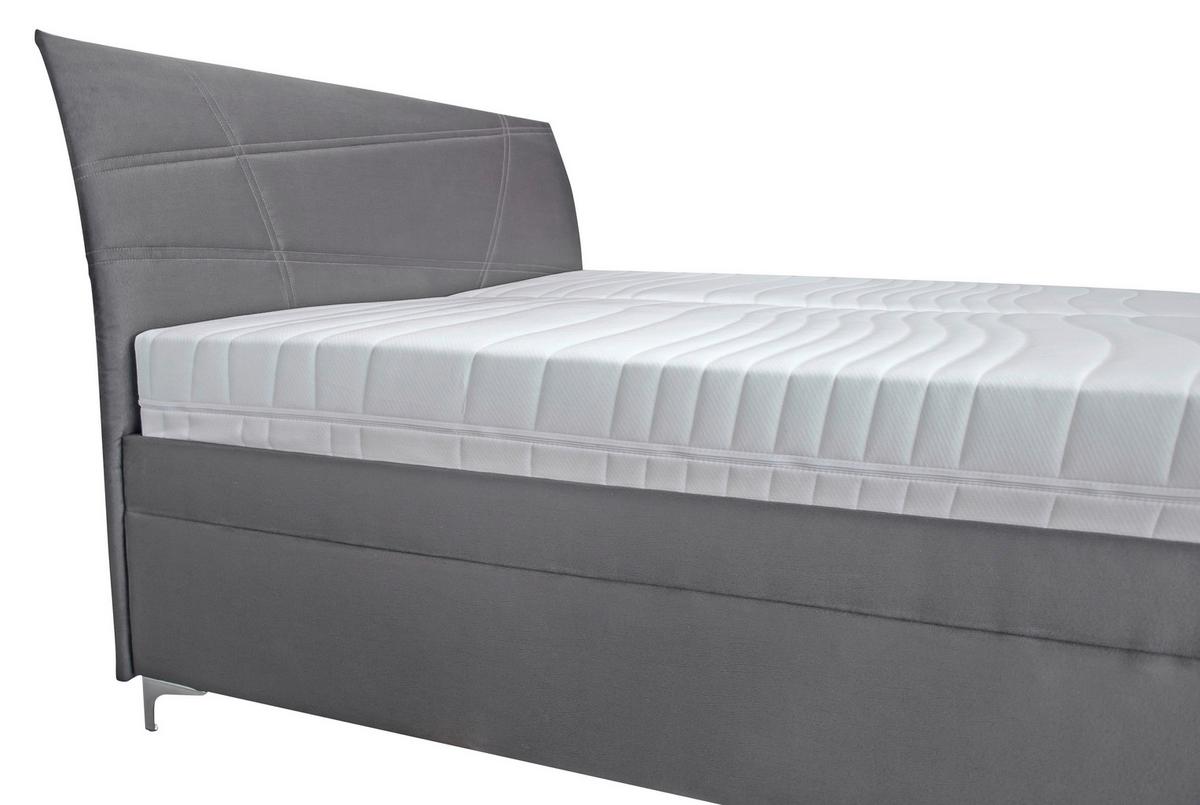 Pat tapițat Lauren - alb/antracit, Konventionell, lemn/textil (160/200cm)
