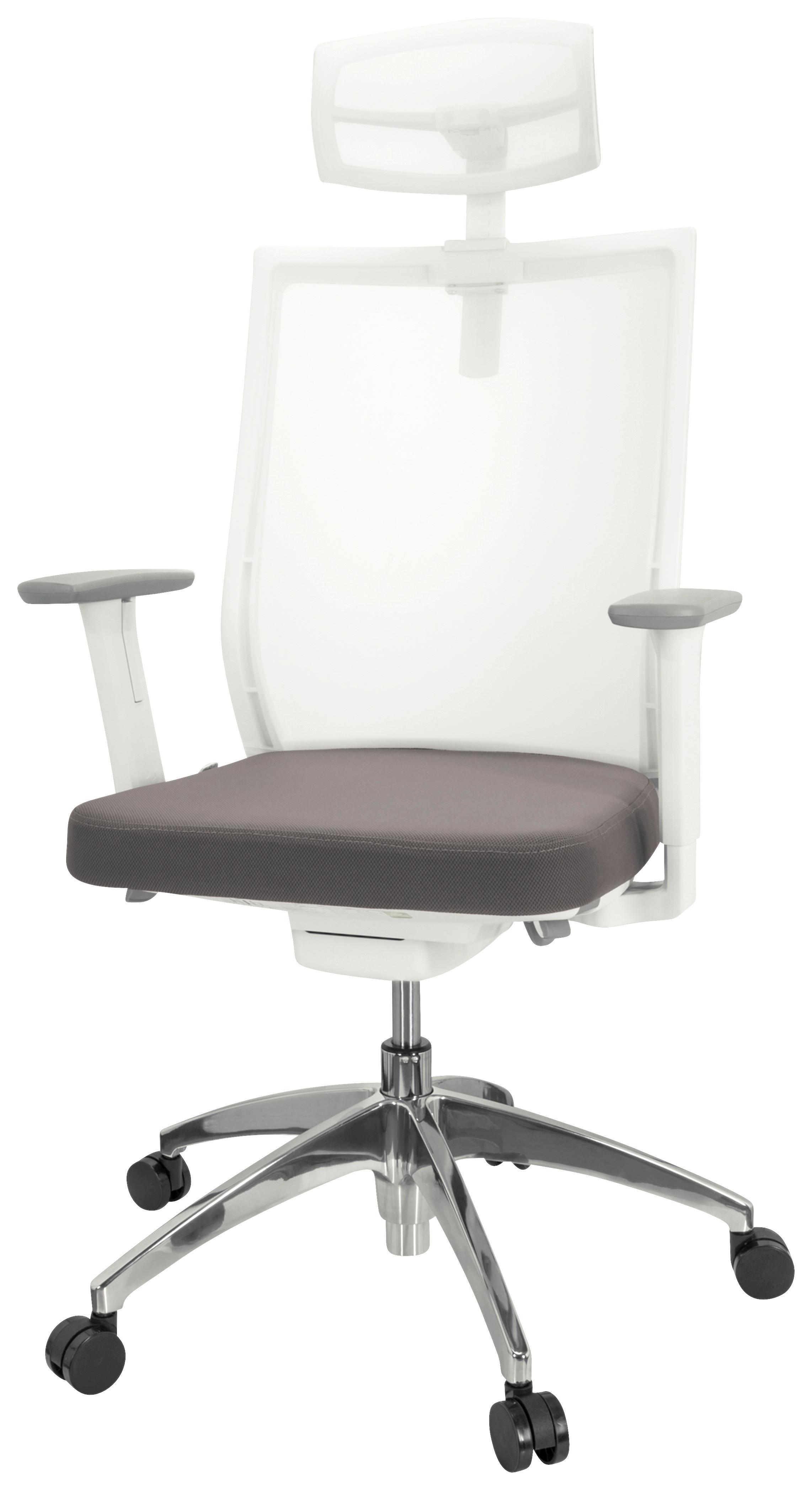 Pisarniški Stol Aspen White Pro, Bela, Siva - srebrne barve/siva, Basics, kovina/umetna masa (63/112-122/55cm) - MID.YOU