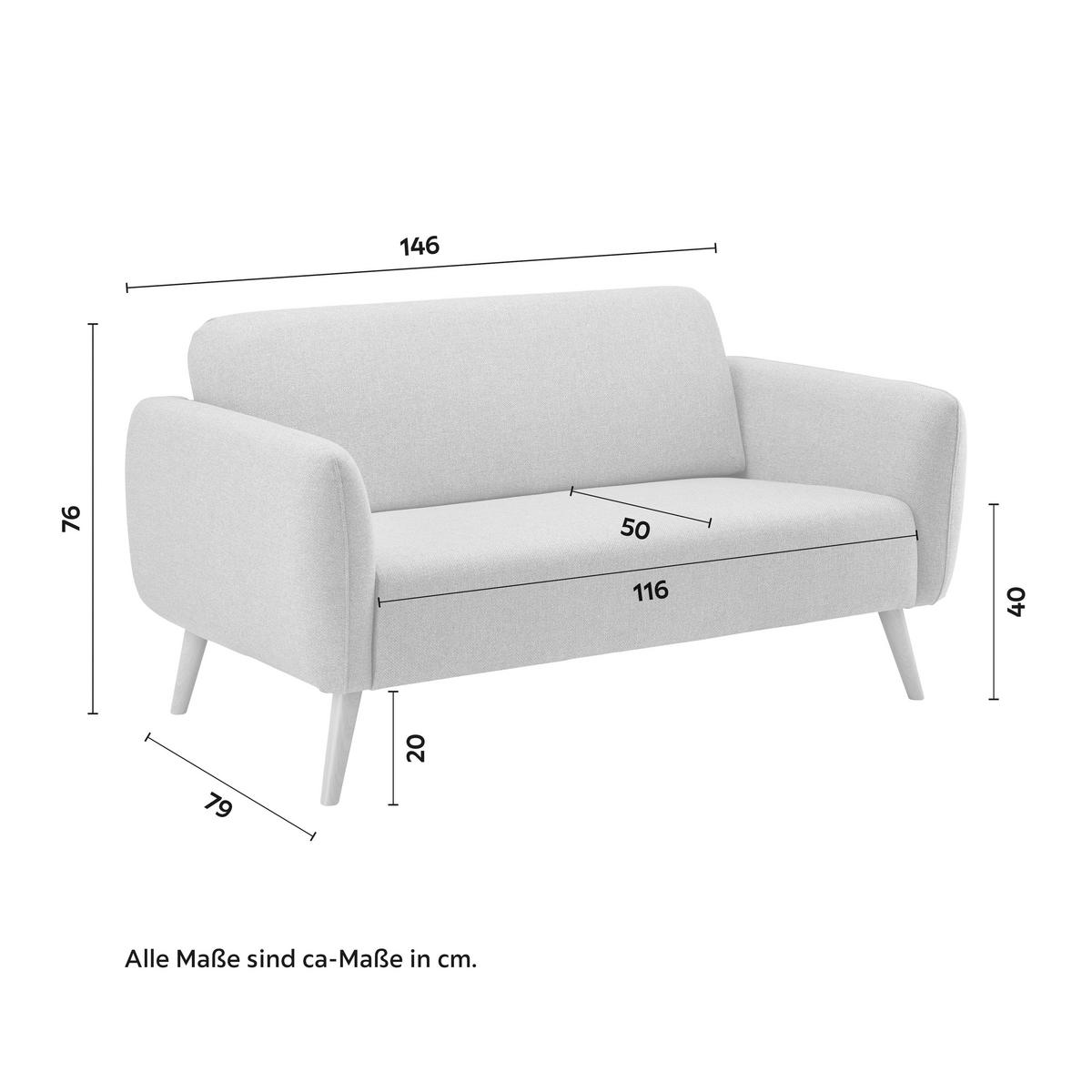 Canapea cu 2 locuri PIA - gri închis, Modern, textil (146/76/75cm) - Bessagi Home