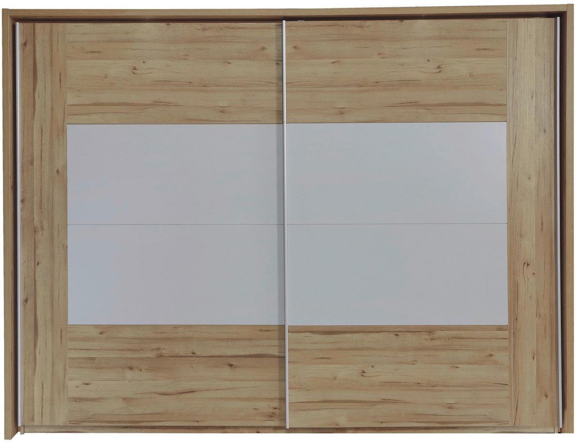 Omara Z Drsnimi Vrati Kasura, Barva Hrasta, Siva - siva/barve aluminija, Konvencionalno, kovina/leseni material (270/210/61cm) - Ti'me
