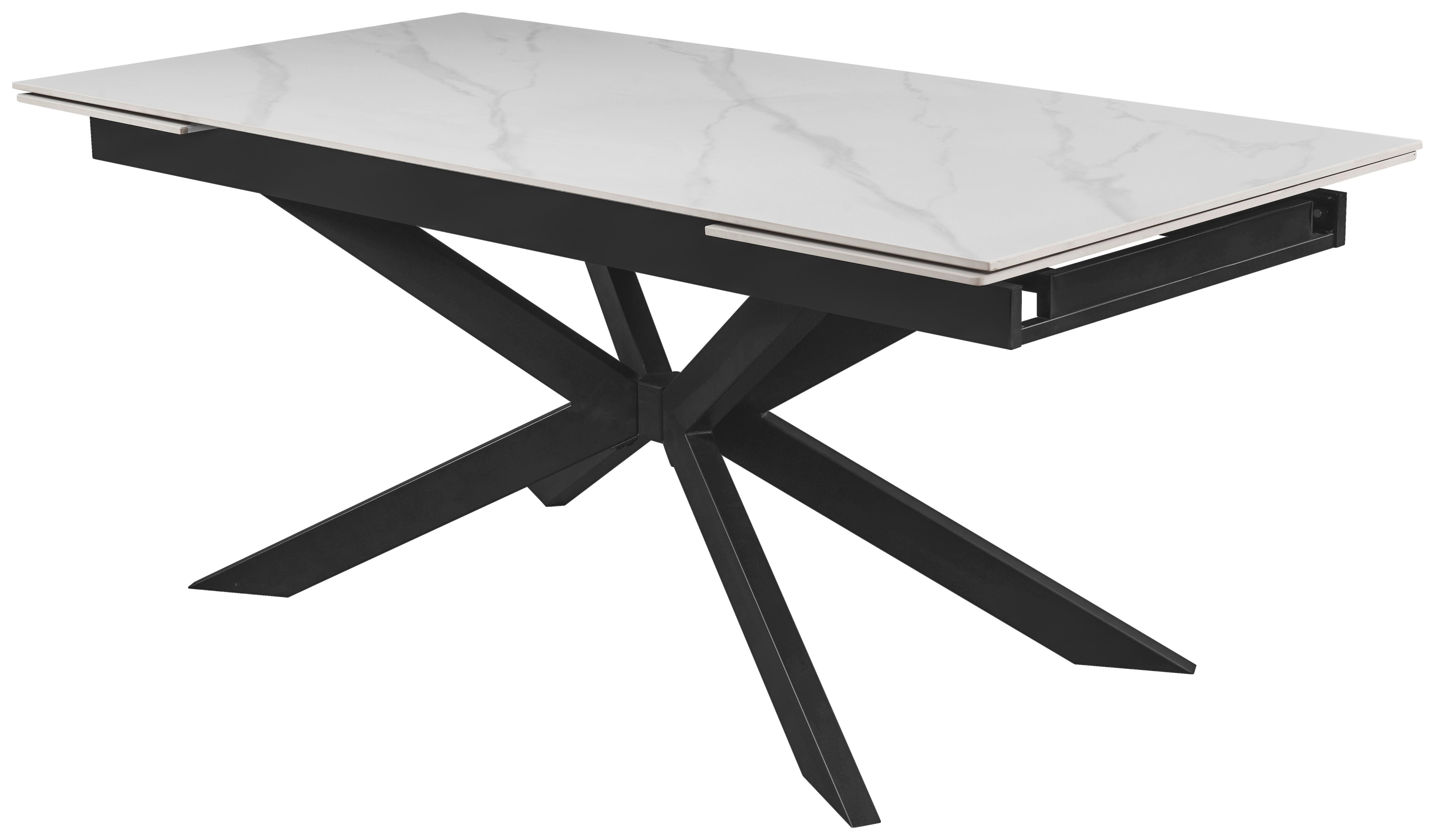 AUSZIEHTISCH LEON - Schwarz/Weiß, MODERN, Keramik/Metall (180-260/76/90cm) - Premium Living