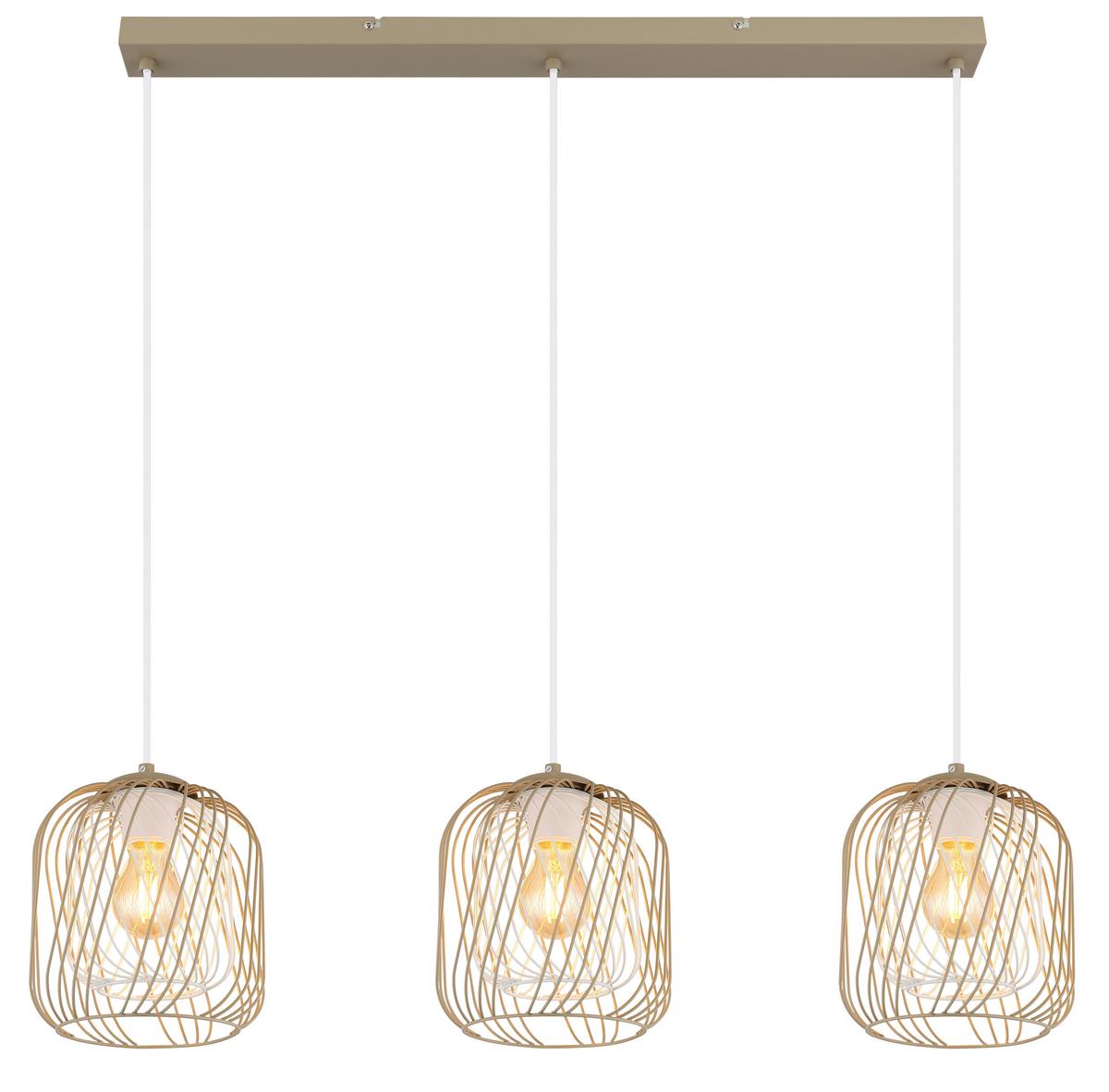 HÄNGELEUCHTE 15965-3H DICHTI - Sandfarben/Weiss, Basics, Kunststoff/Metall (84/18/150cm) - Globo