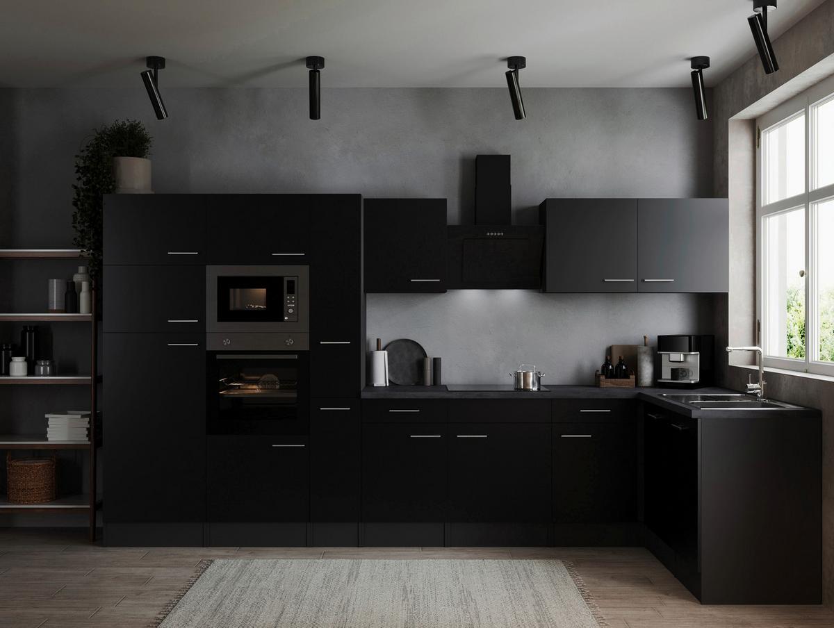 Kotna Kuhinja Z Aparati Oliver, 370x172cm - srebrne barve/črna, Design, kovina/leseni material (370/172cm) - Respekta