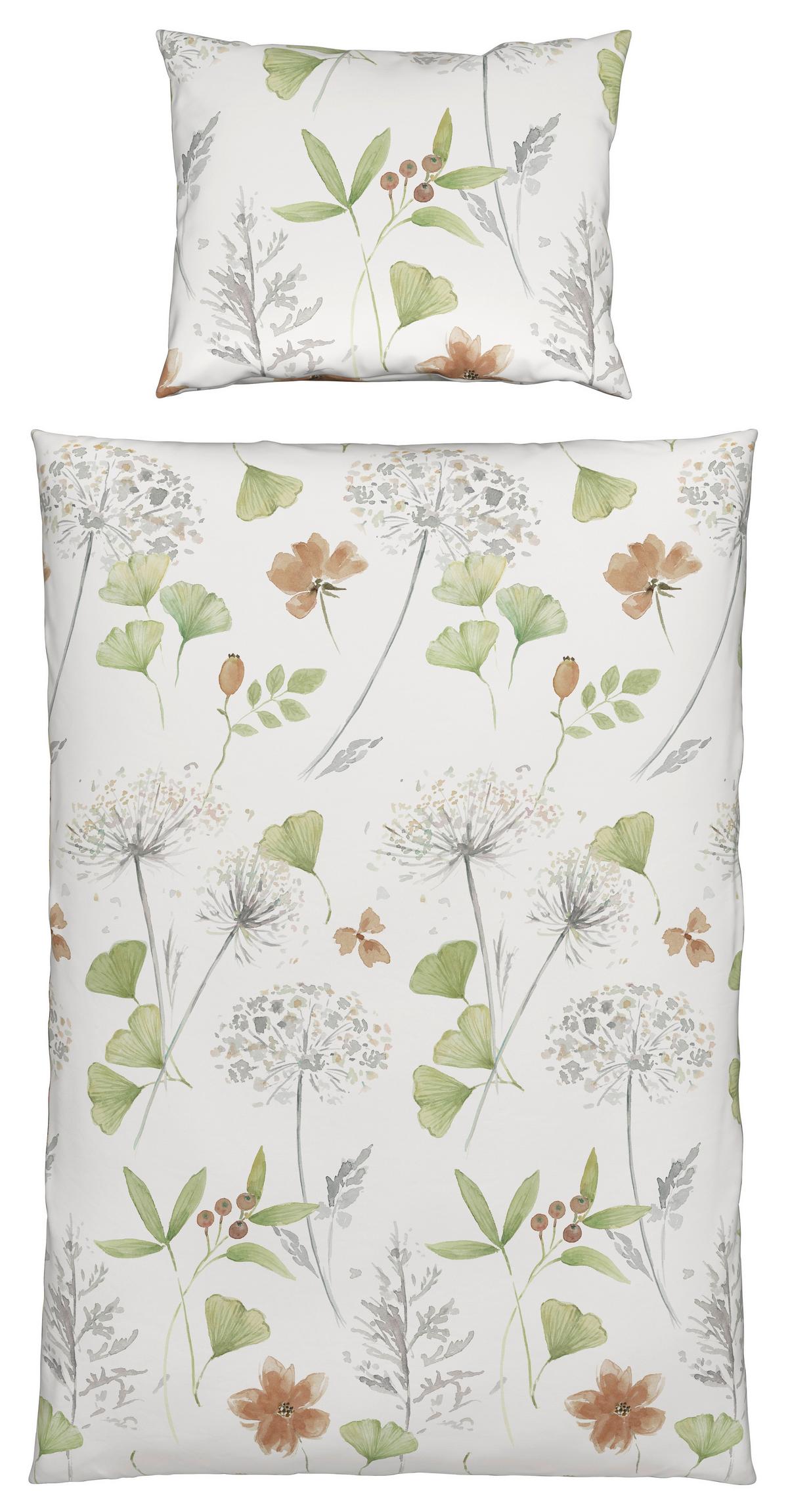 Lenjerie de pat Bilbao cca. 140x200/50x70 cm - alb/verde, Lifestyle, textil (140/200cm) - Modern Living