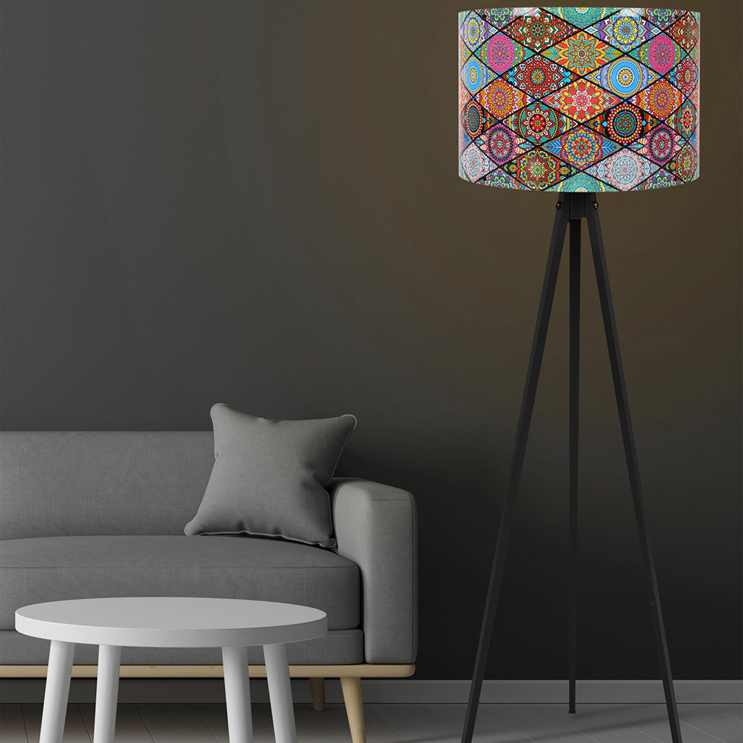 LAMPA STOJĄCA 3808007302 - czarny/różnokolorowy, Trend, materiał drewnopochodny/tworzywo sztuczne (38/145cm) - P & B