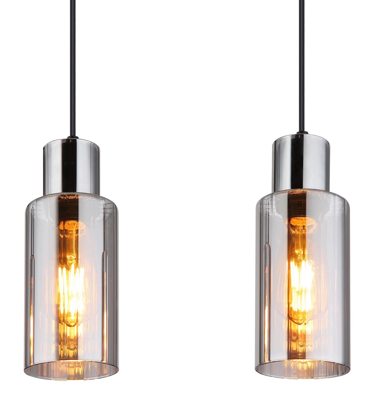 Hängeleuchte Lidaria Rauchglas max. 25 Watt - Schwarz, Basics, Glas/Metall (82/10/120cm) - Globo