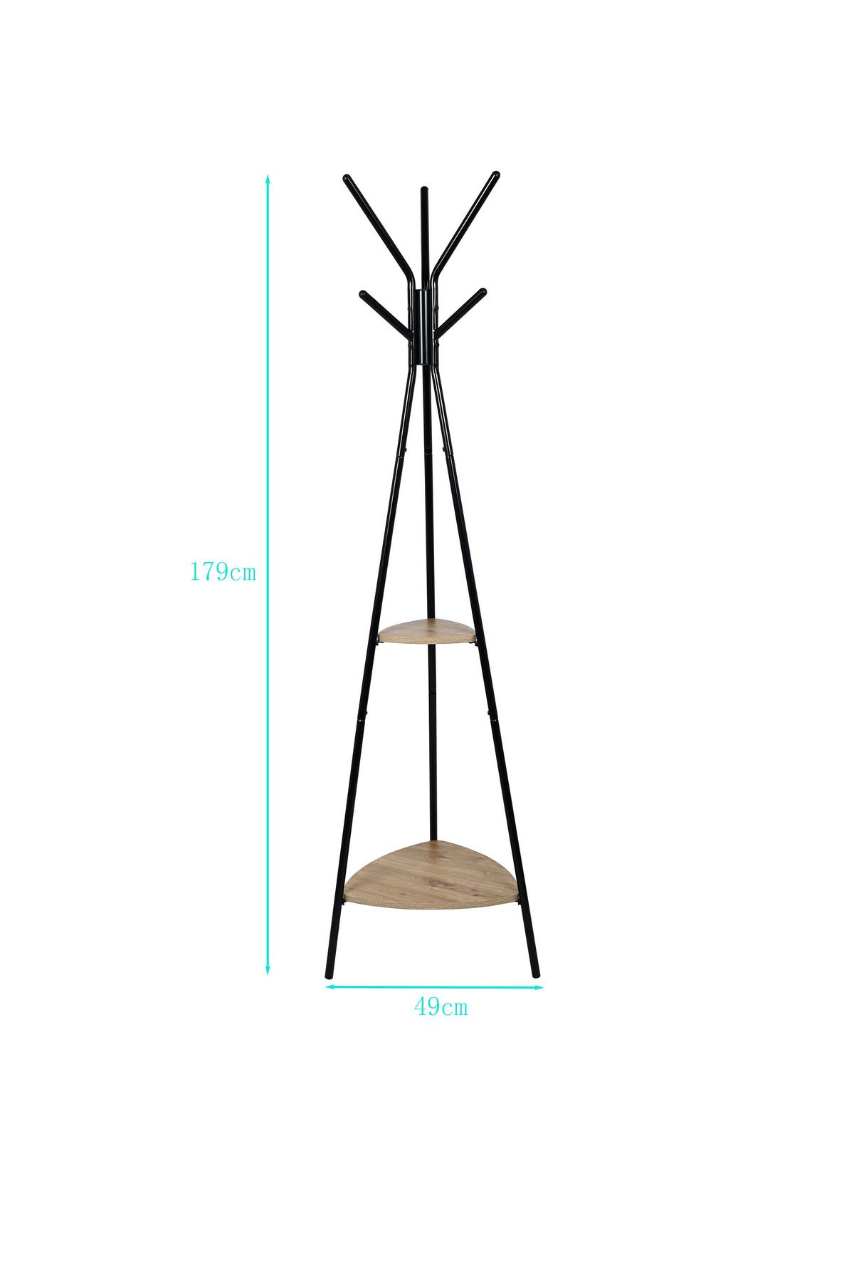 Stander haine MAILAND - culoare natur/negru, Modern, metal/material pe bază de lemn (49/179cm) - Modern Living