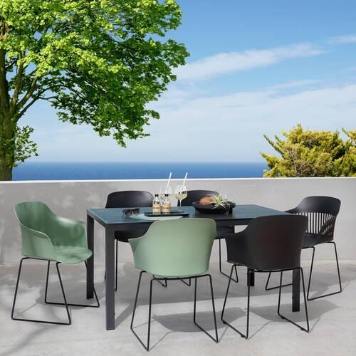 Kerti Asztal Florian 2 - fekete, Modern, műanyag/fém (150/74/90cm) - Modern Living