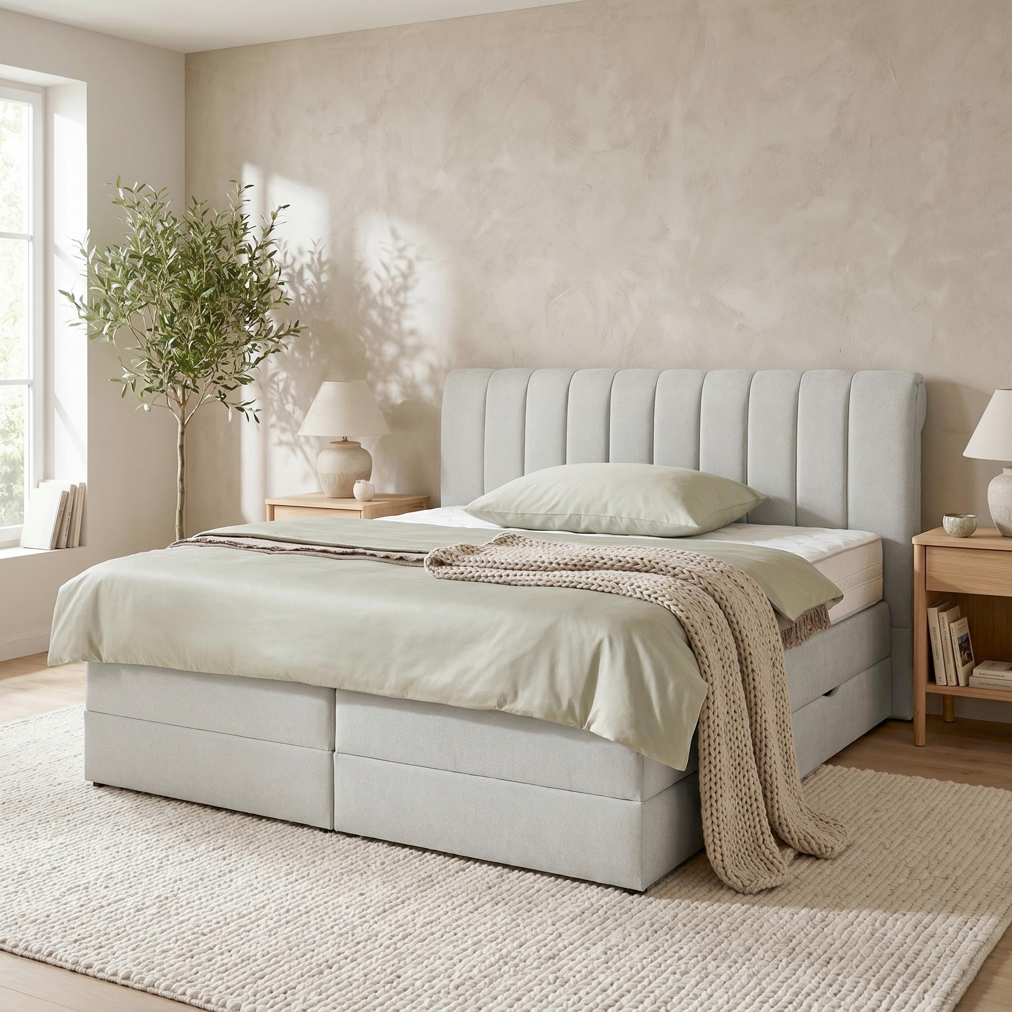 Boxspringbett Belano Grau ca. 180x200cm - Grau, KONVENTIONELL, Holz/Holzwerkstoff (180/200cm) - Premium Living