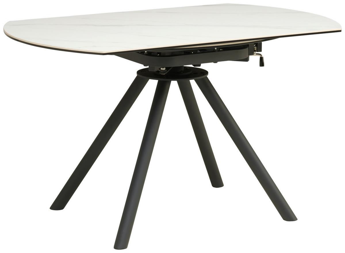 Jedilna Miza Dalia, Bela, Keramika, 80-130x130 - črna/bela, Trendi, kovina/steklo (80-130/75-77/130cm) - MID.YOU