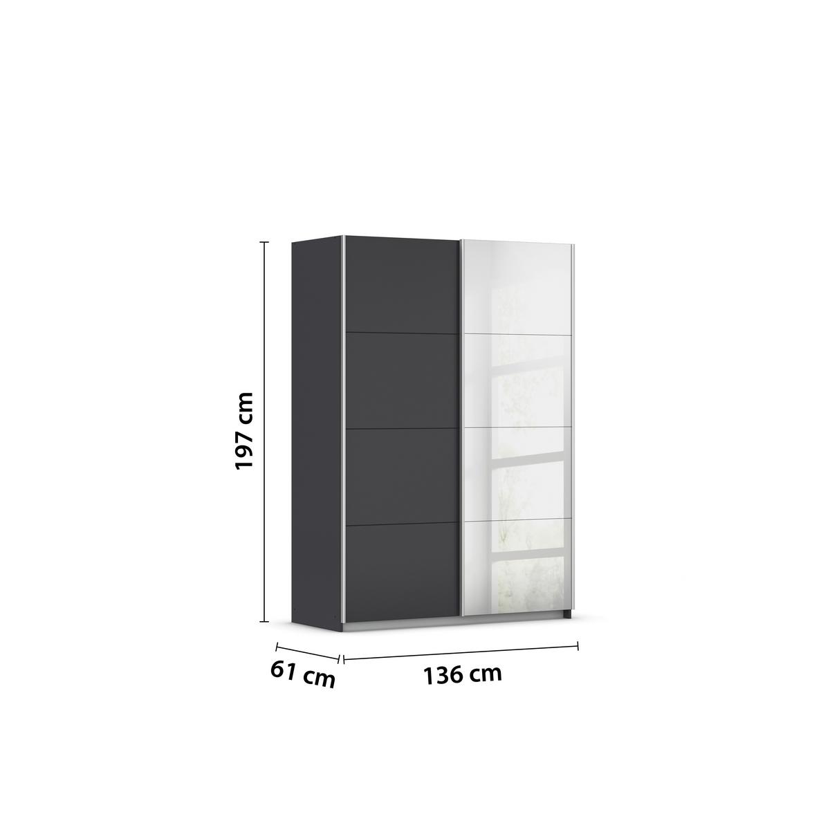 Ormar S Kliznim Vratima Subito - boje grafita/srebrne boje, Moderno, drvni materijal/metal (136/197/61cm) - Modern Living