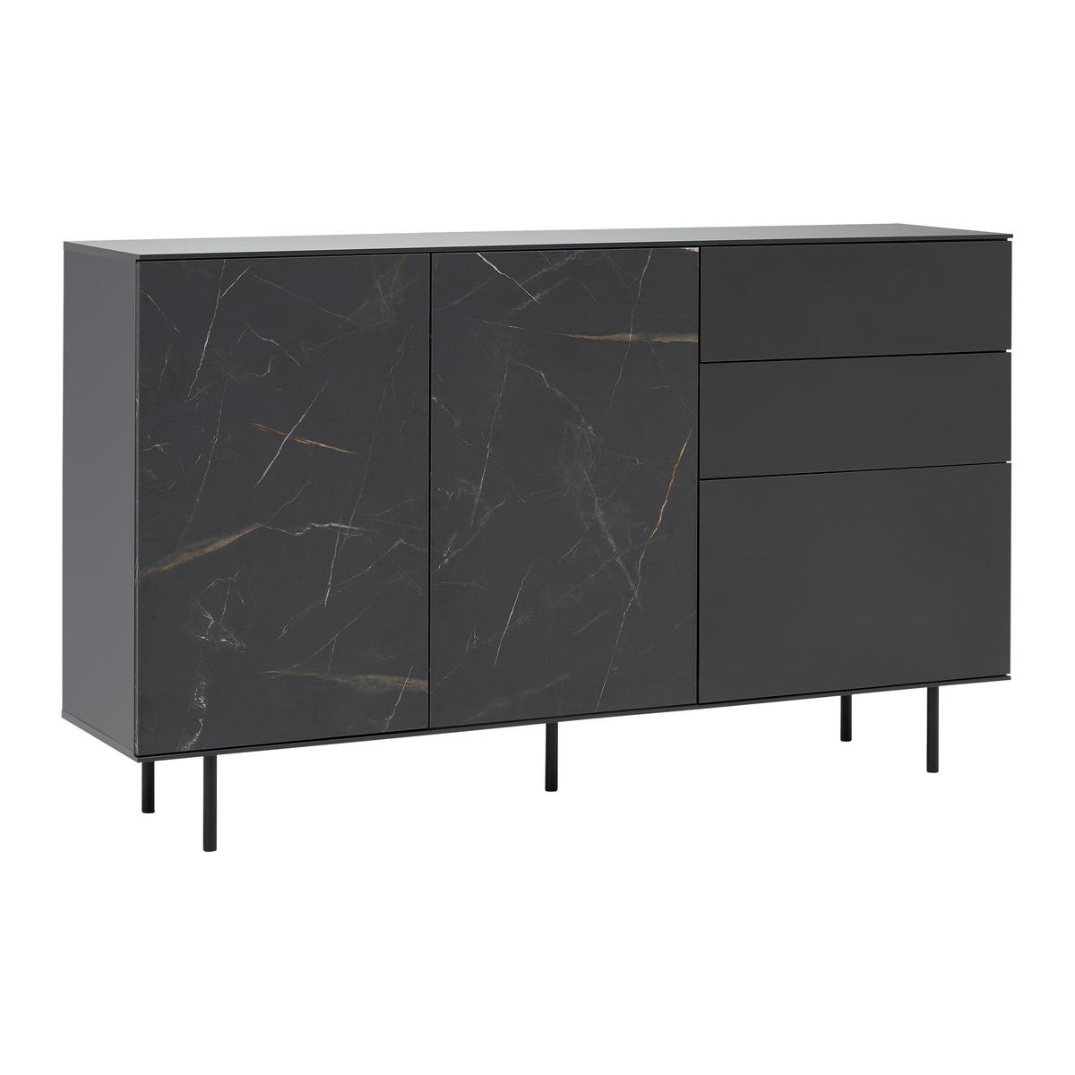 Sideboard Valea Grau - Schwarz, MODERN, Holzwerkstoff/Kunststoff (180/106/42cm) - Premium Living