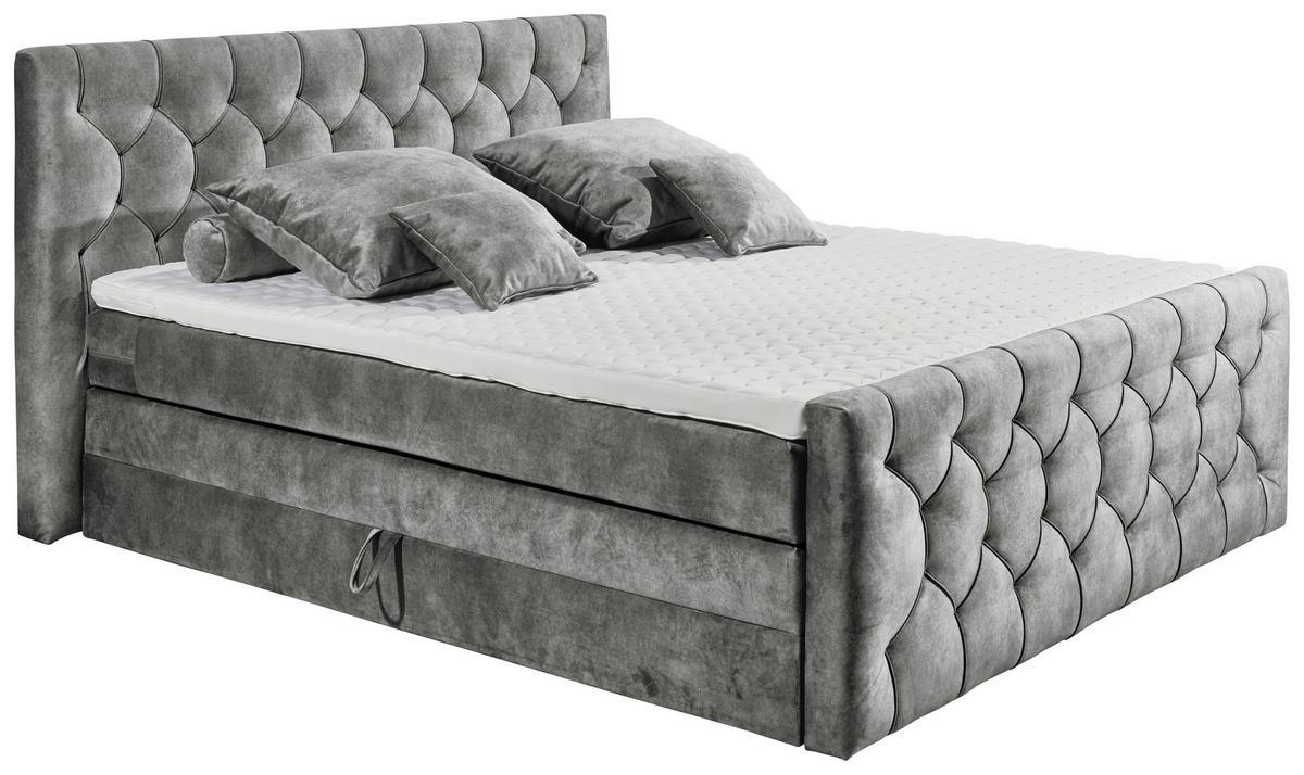 Boxspringbett Cashfield 8 ca. 180x200 cm Grau - Grau, MODERN, Holzwerkstoff/Kunststoff (180/200cm) - MID.YOU