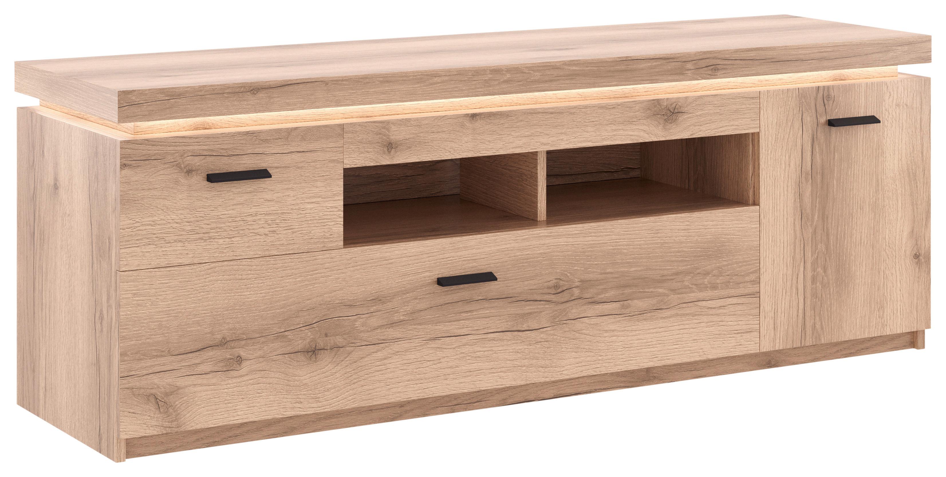 Tv-element Vancouver, Barva Hrasta, Led - barve hrasta/antracit, Moderno, kovina/leseni material (156/57/44cm) - Mömax