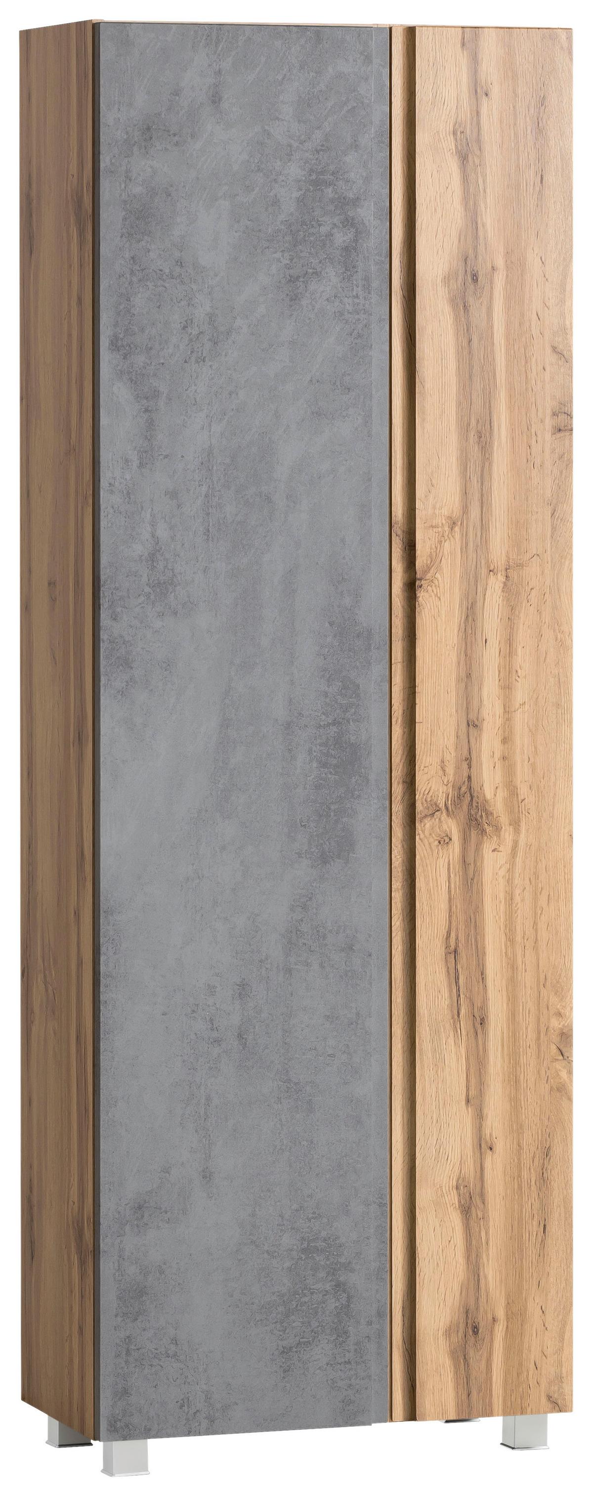 Hochschrank Varese ca. 65x180 cm Hellgrau/Eiche - Eiche Wotan/Hellgrau, MODERN, Holzwerkstoff (65/180/35cm) - Held
