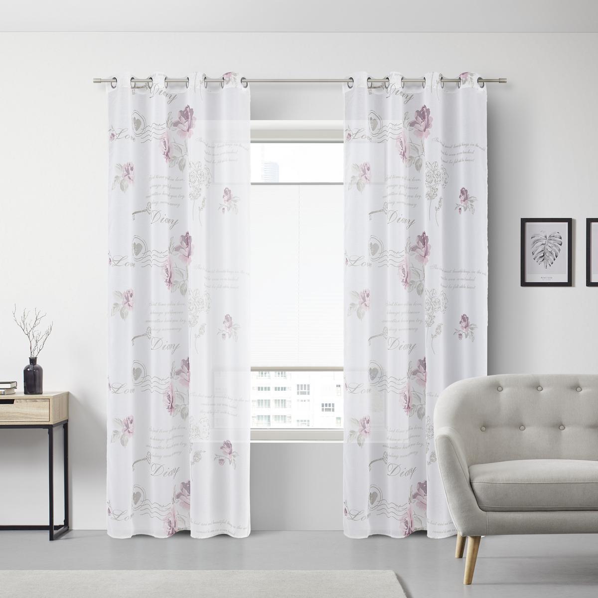 ZAVJESA S RINGOVIMA DIARY ROSE - bijela, Romantično / ladanjski, tekstil (140/245cm) - Modern Living