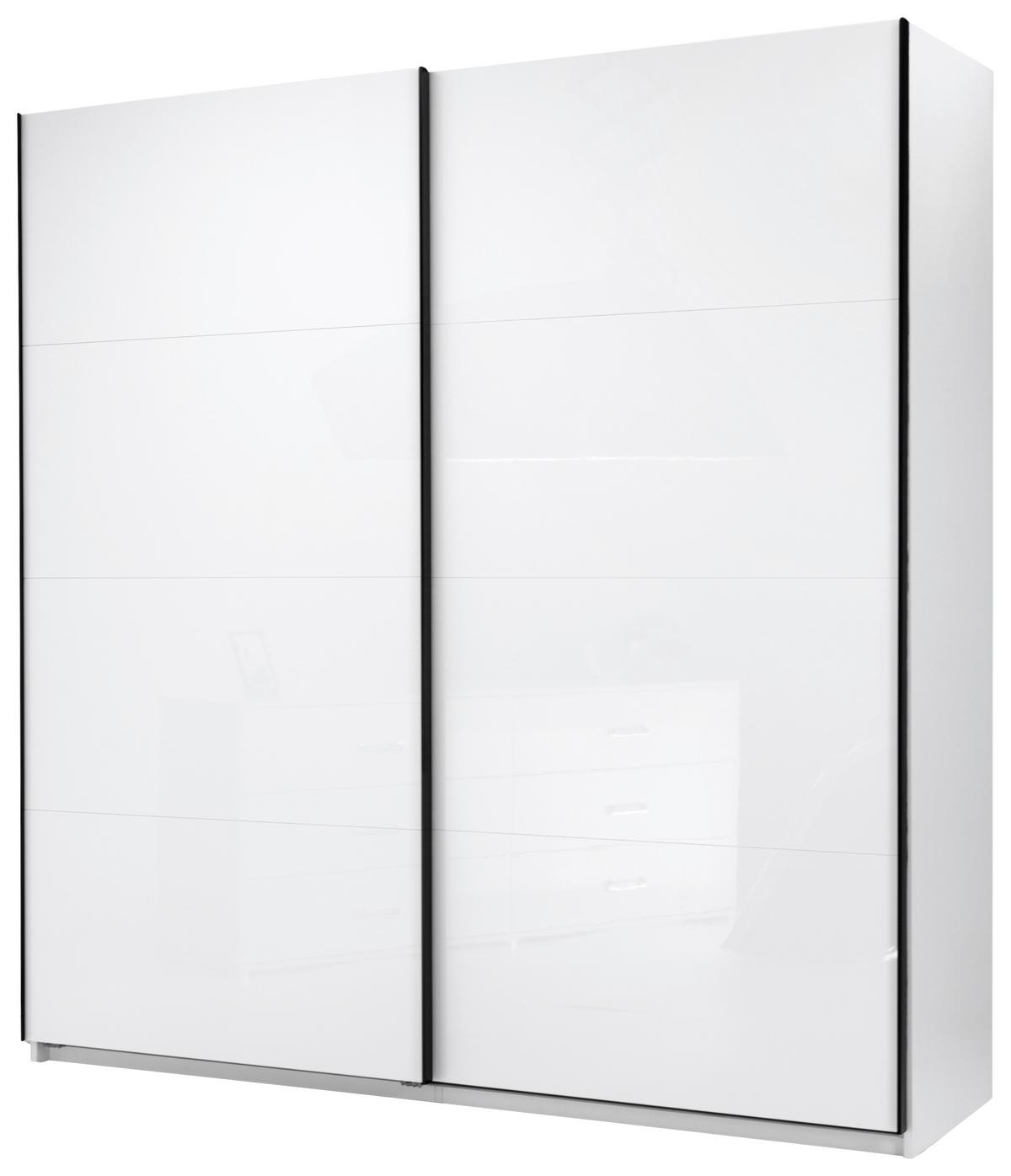 Omara Z Drsnimi Vrati Family, Bela, Visoki Sijaj - bela/barve aluminija, Moderno, kovina/leseni material (200/212/62cm) - Mömax