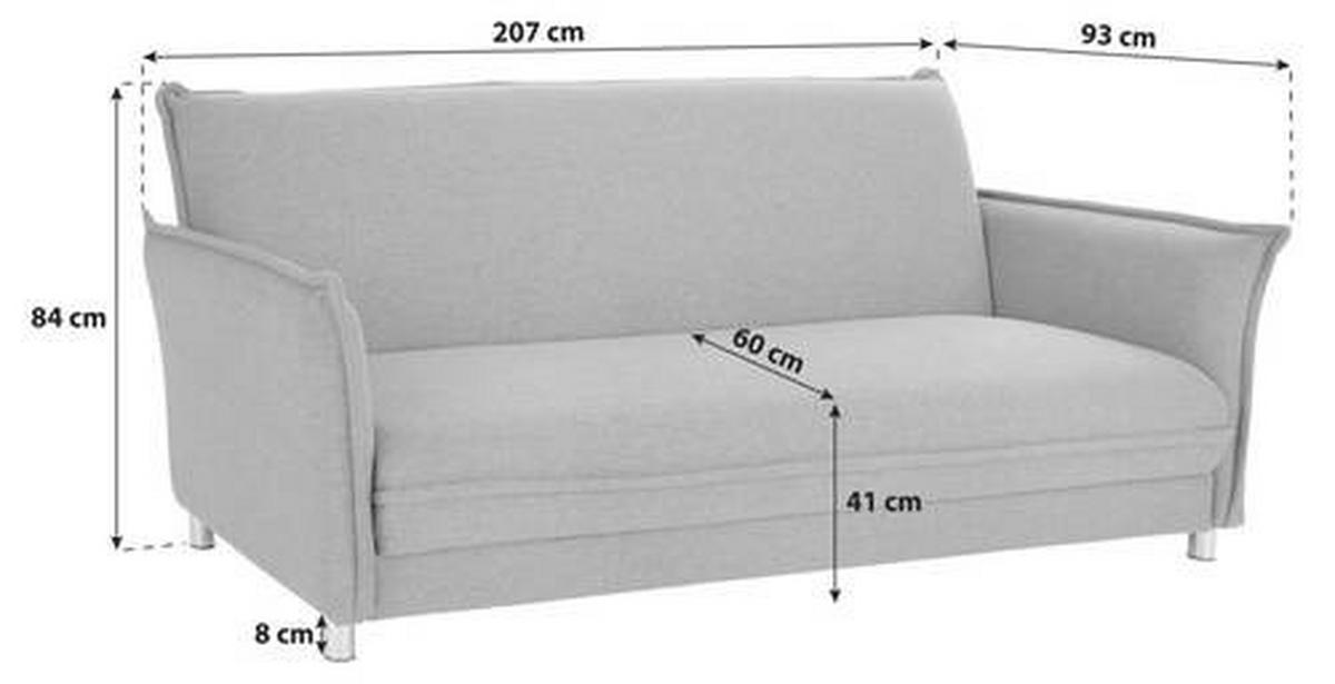 Zofa S Posteljno Funkcijo Modena, Siva - barve nerjavečega jekla/siva, Moderno, kovina/tekstil (207cm)
