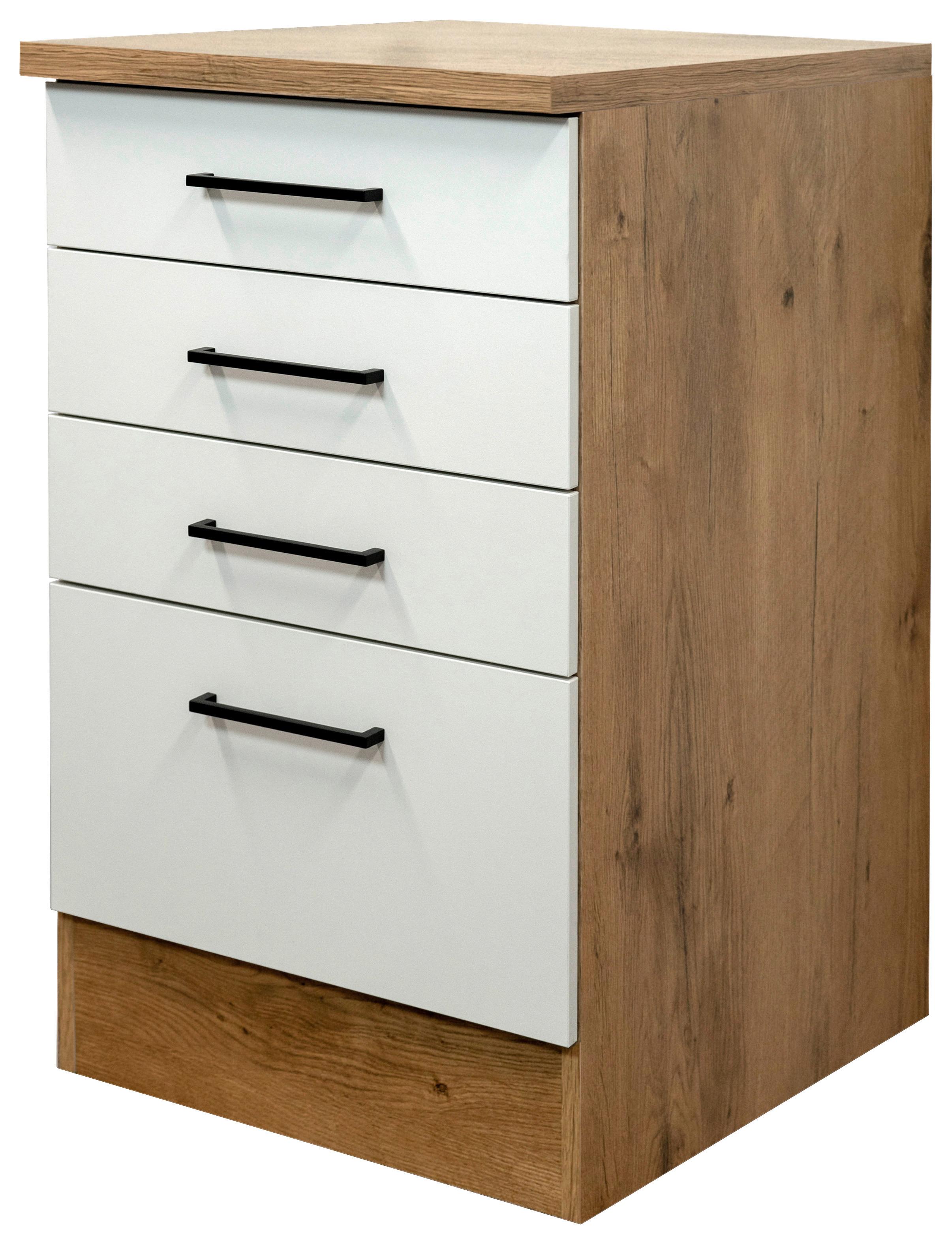 Schubkastenunterschrank Avila Eichefarben/Magnolie - Eichefarben/Magnolie, KONVENTIONELL, Holzwerkstoff/Metall (50/85/57cm) - FlexWell