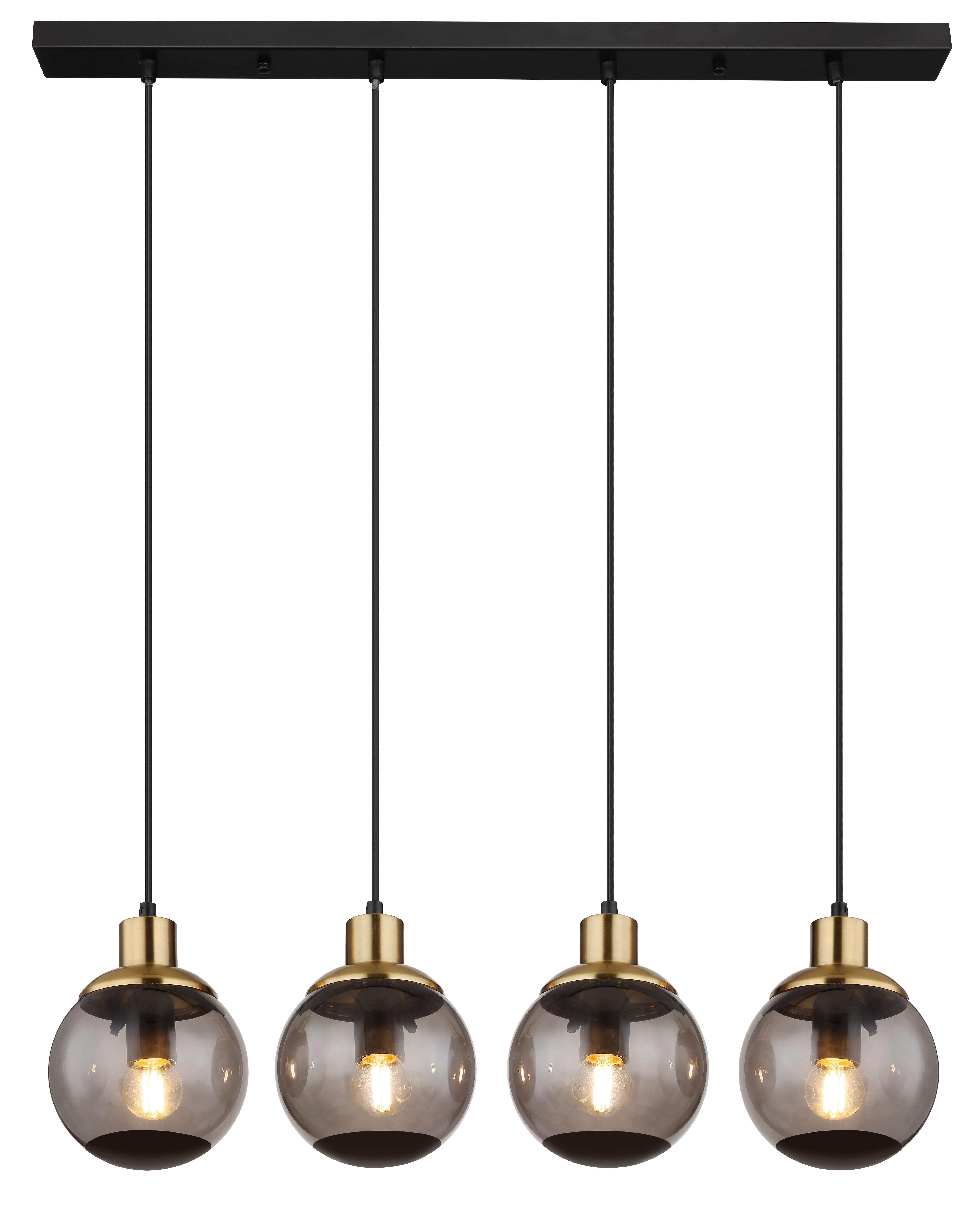 Hängeleuchte Potter Schwarz max. 25 Watt - Messingfarben/Schwarz, Design, Glas/Kunststoff (75/15/110cm) - Globo