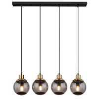 Hängeleuchte Potter Schwarz max. 25 Watt - Messingfarben/Schwarz, Design, Glas/Kunststoff (75/15/110cm) - Globo
