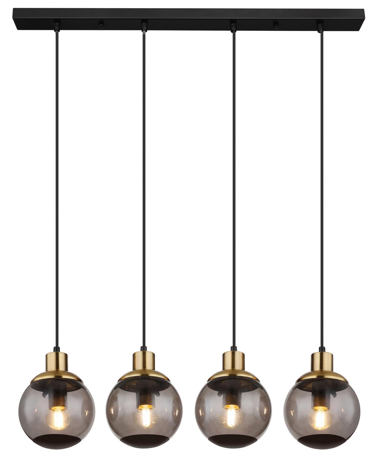 Hängeleuchte Potter Schwarz max. 25 Watt - Messingfarben/Schwarz, Design, Glas/Kunststoff (75/15/110cm) - Globo