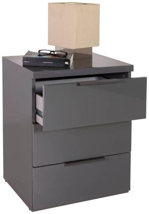 SÄNGBORD MUNDI -EXKLUSIV- - Grau Hochglanz/antracit, Modern, trämaterial (49/63,5/40cm) - Mömax