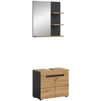 Badezimmer Canu - Schwarz/Eiche Artisan, Modern, Glas/Holzwerkstoff (63cm) - MID.YOU