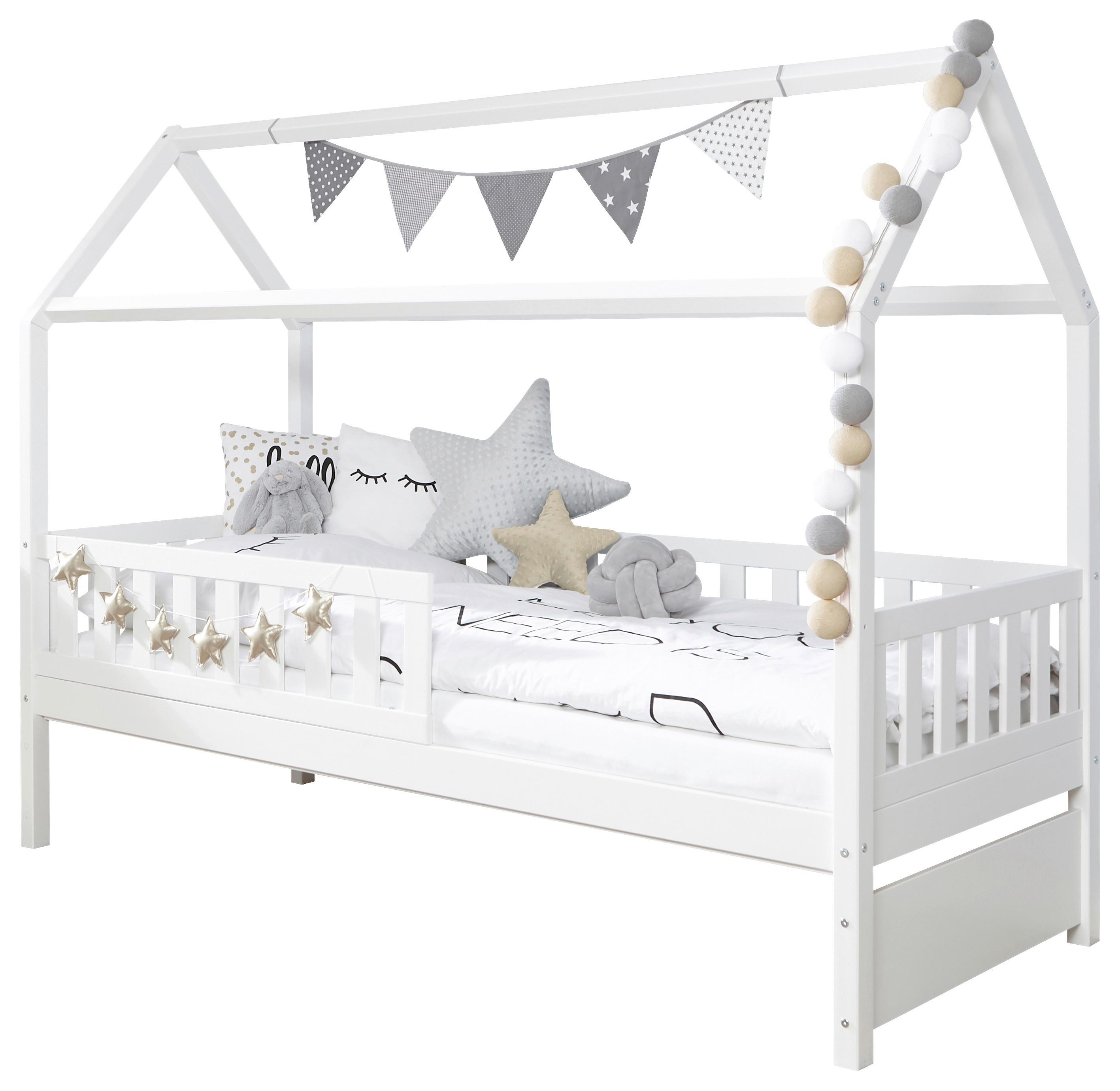 HAUSBETT 90x200cm Weiß - Weiß, MODERN, Holz (90/200cm) - MID.YOU